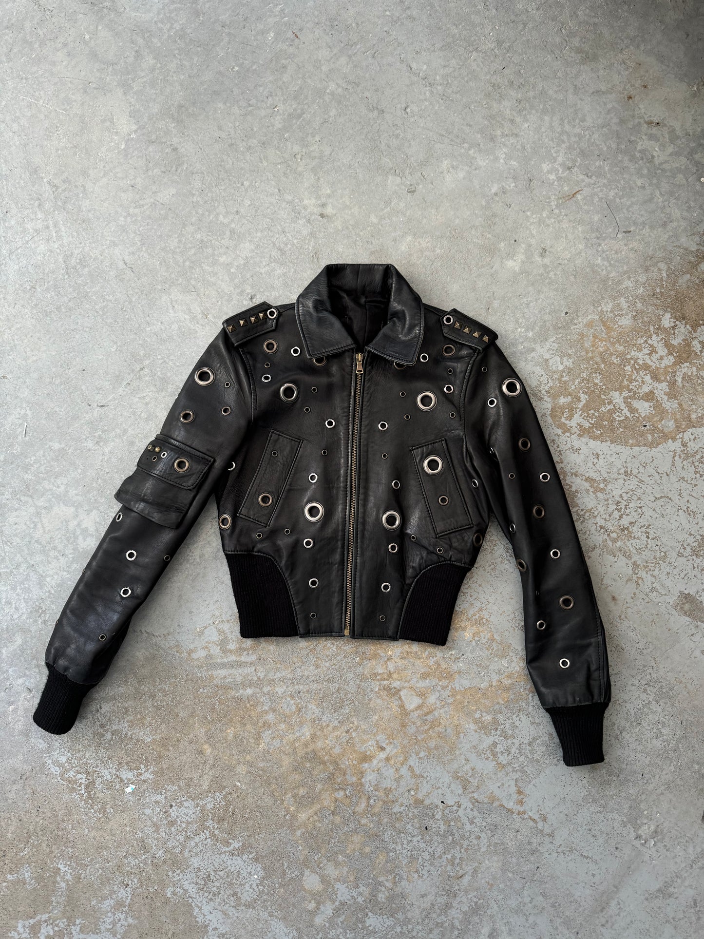 Leather Eyelet Jacket