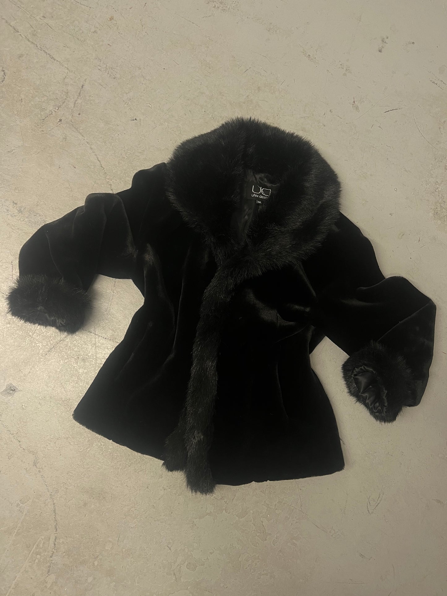Nero Velour Faux Fur Jacket