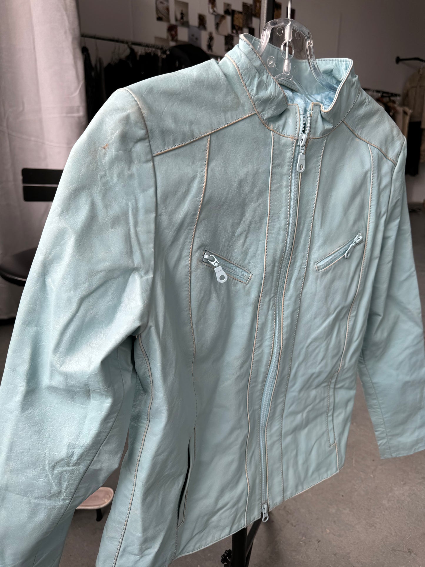 Deadstock Double Zip Leather Moto Jacket M