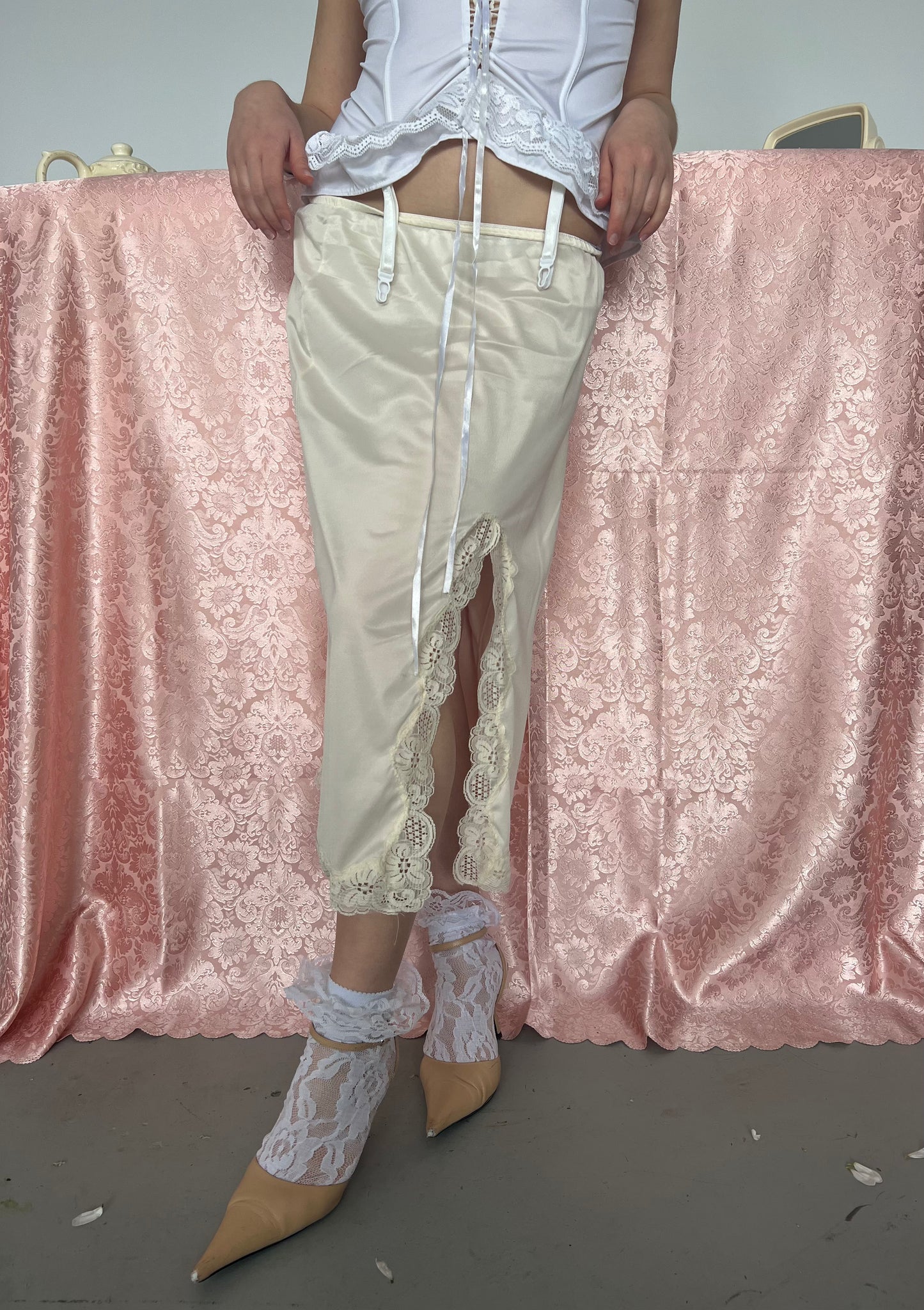 Lingerie Slit Midi Skirt