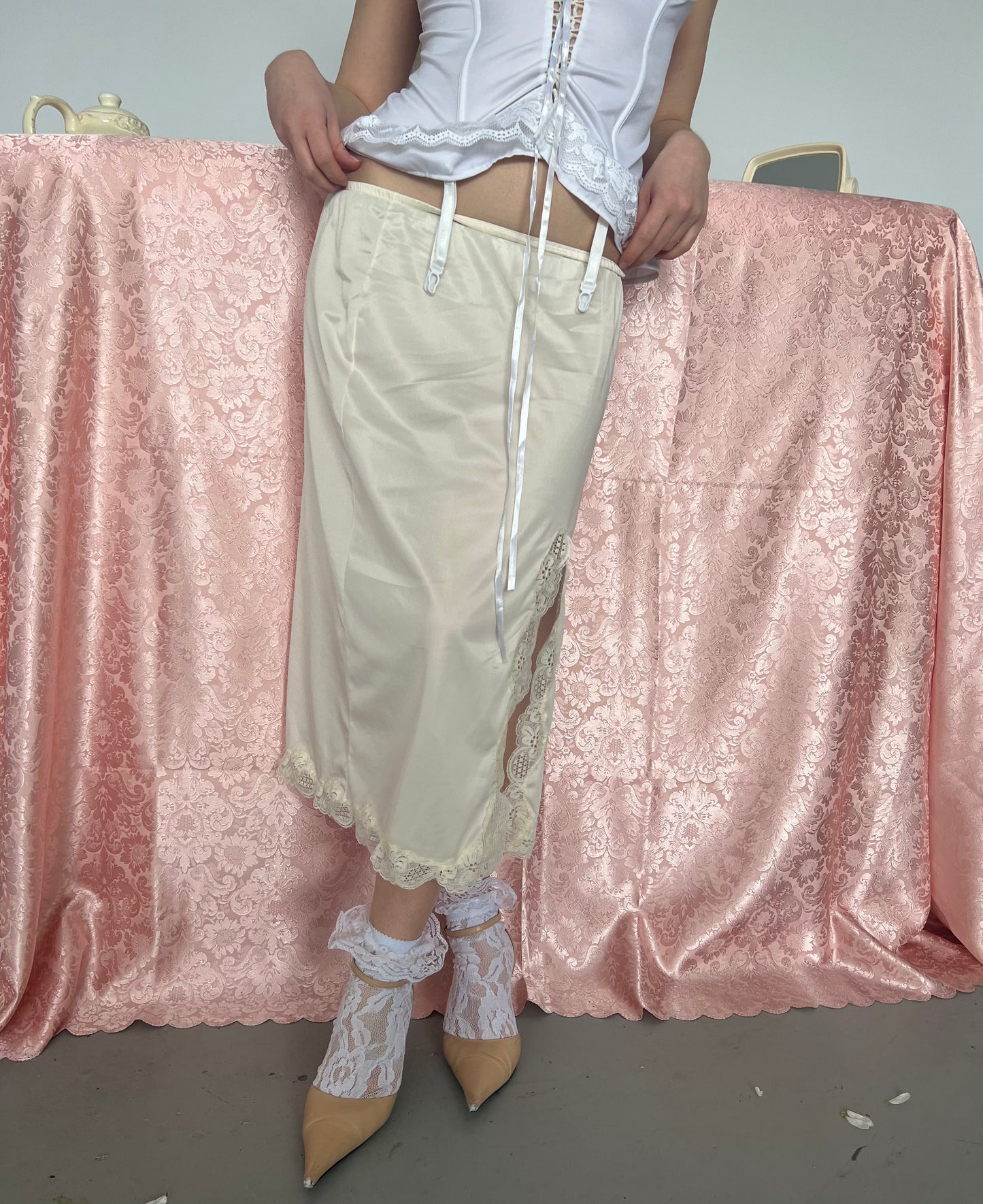 Lingerie Slit Midi Skirt
