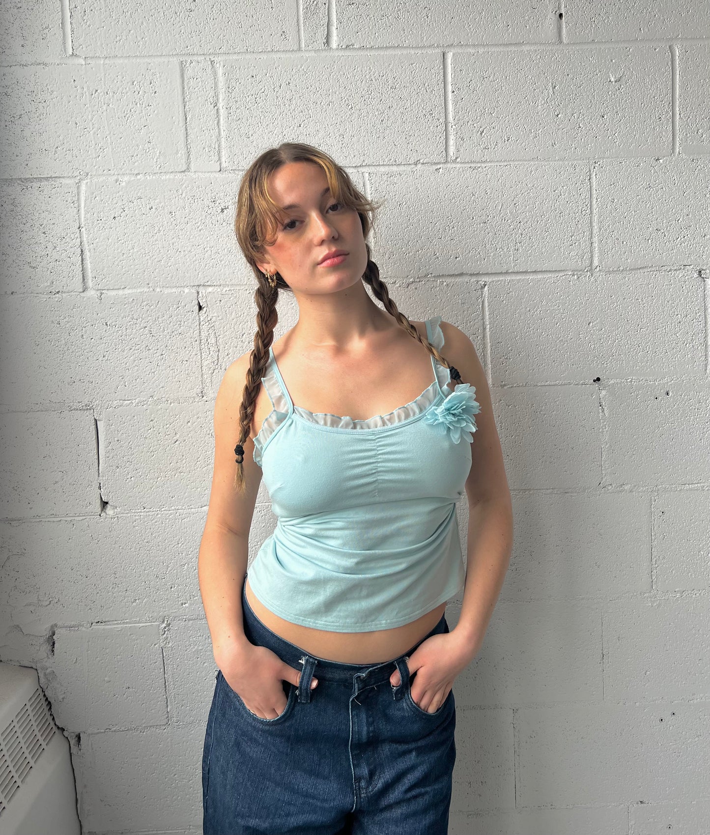 Baby Blue Fiori Top