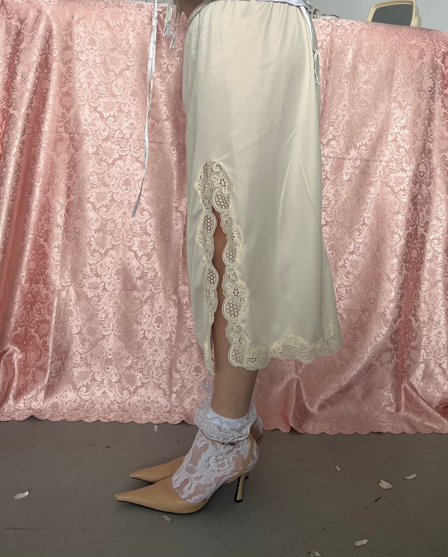 Lingerie Slit Midi Skirt