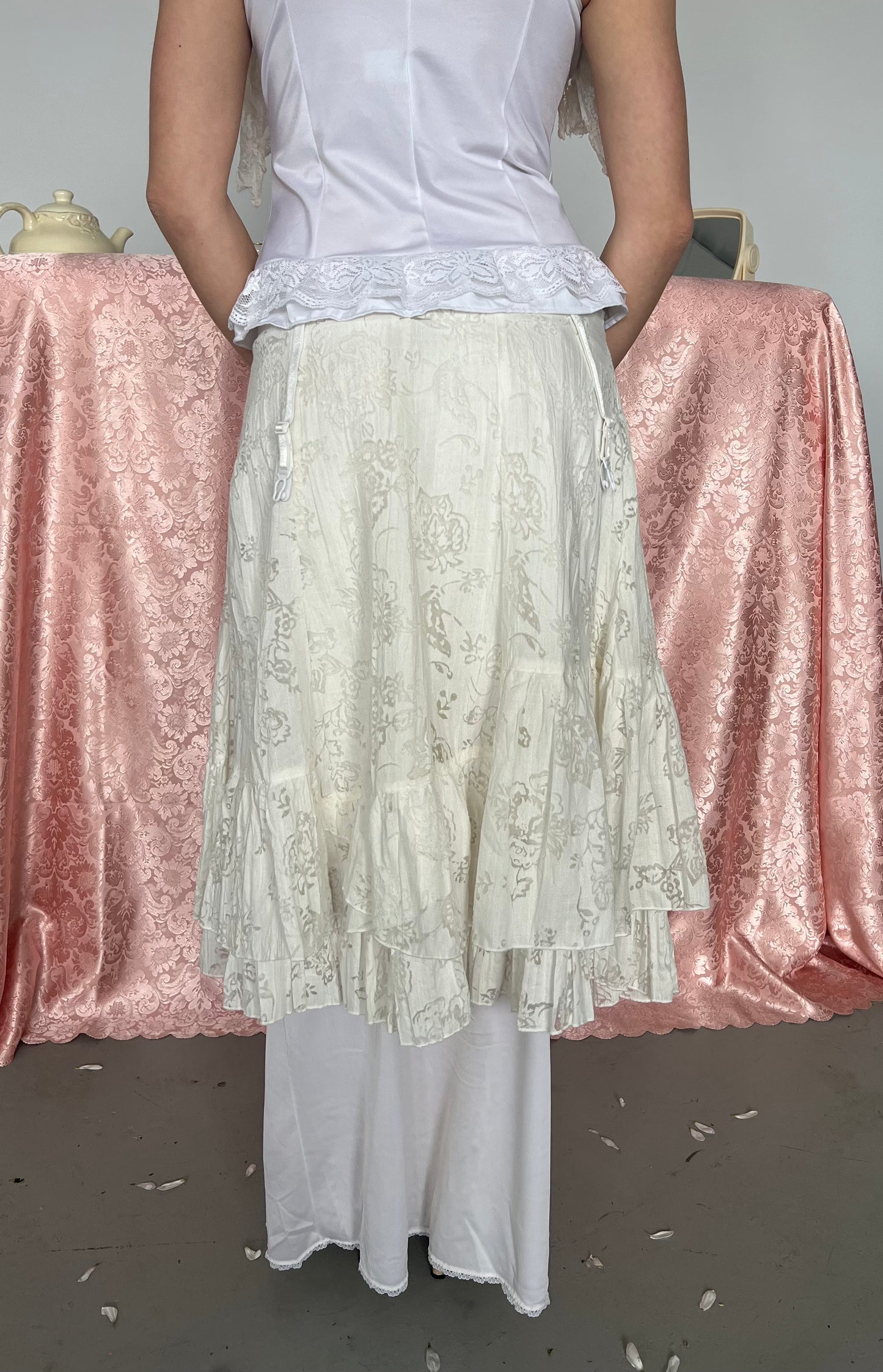 Crema Fiori Midi Skirt