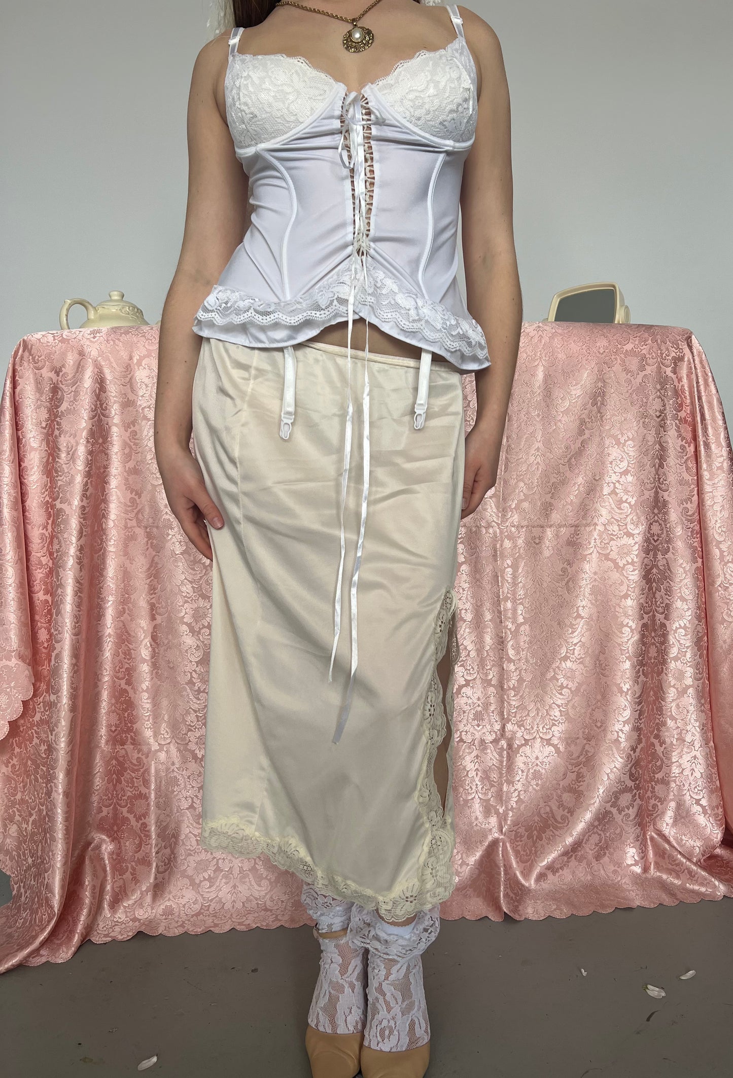 Lingerie Slit Midi Skirt
