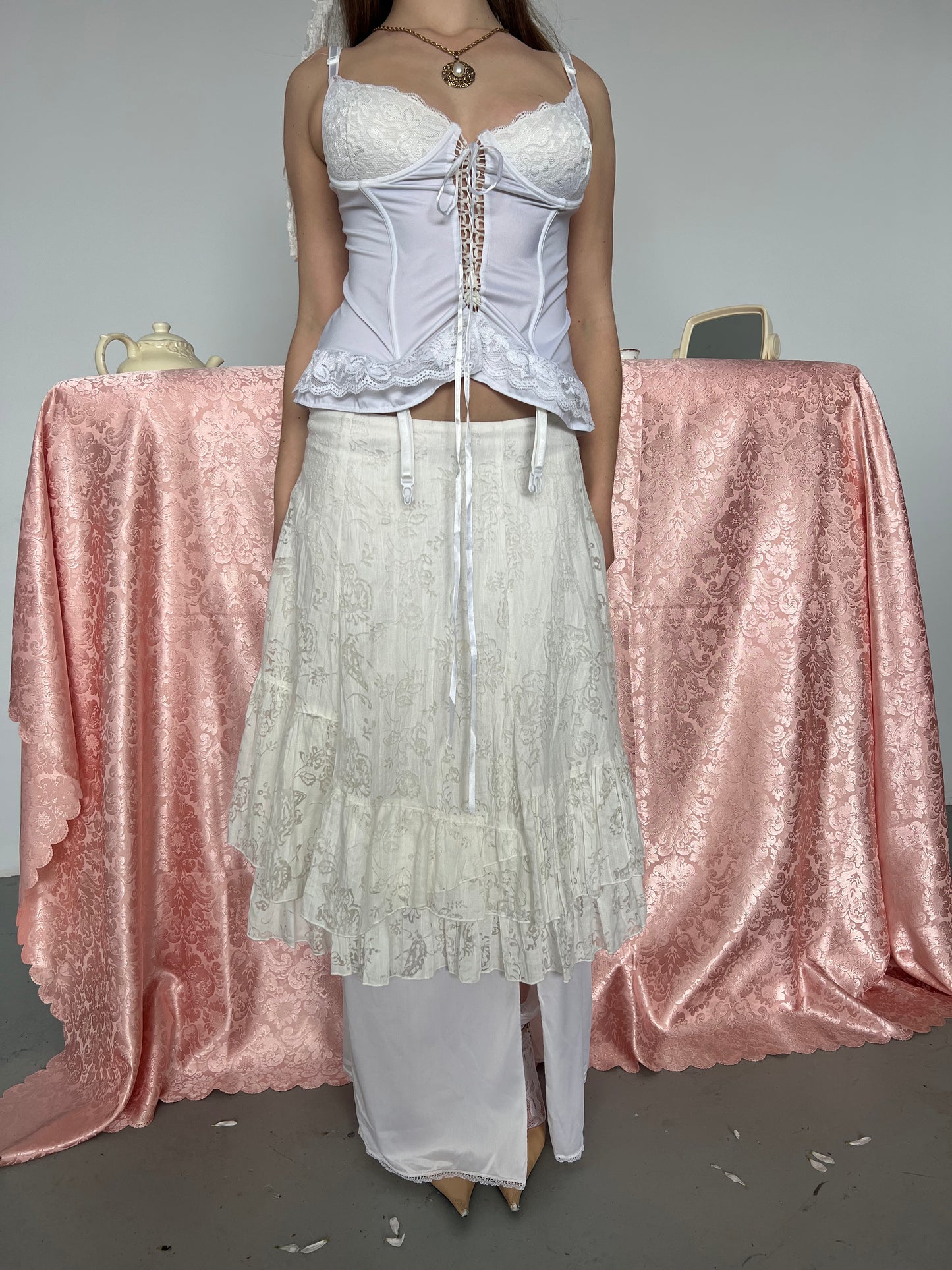 Crema Fiori Midi Skirt