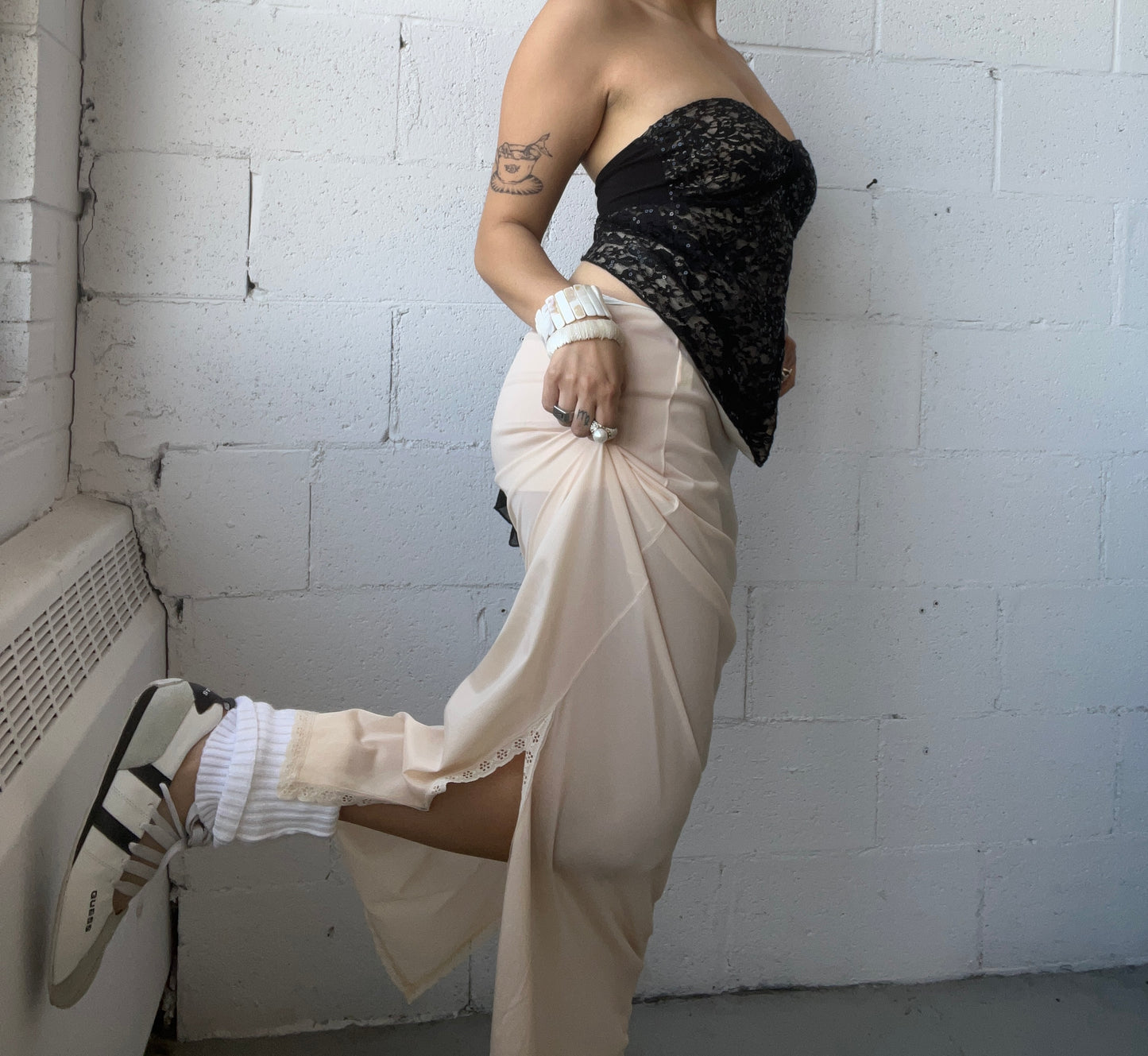 Champagne Maxi Slit Skirt