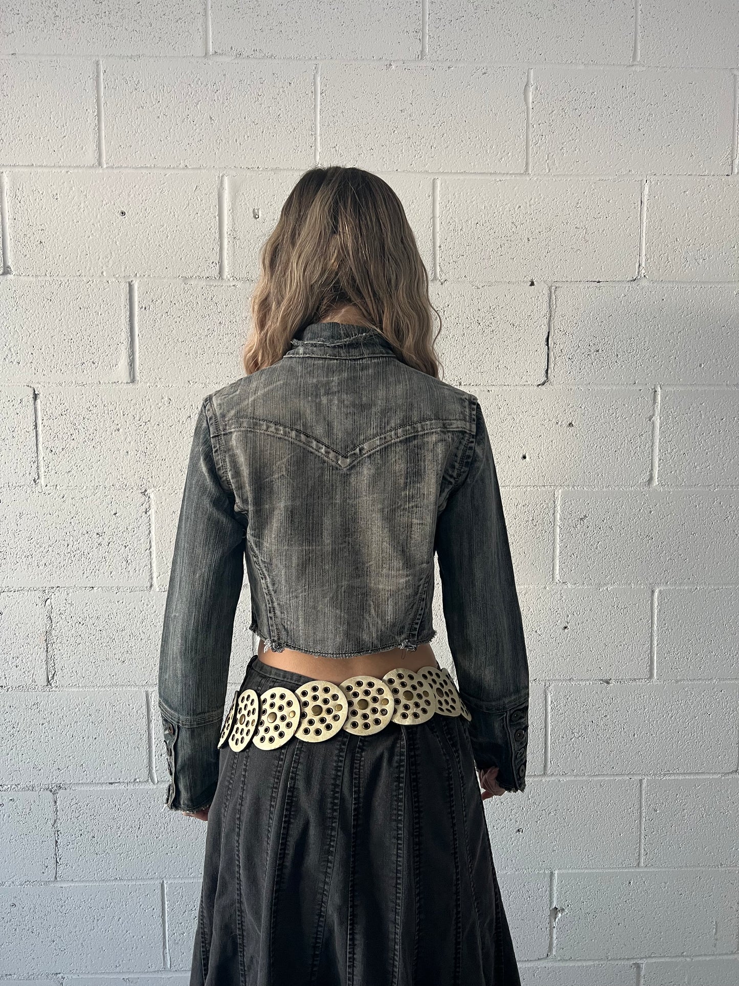 Distressed Denim Cropped Jacket