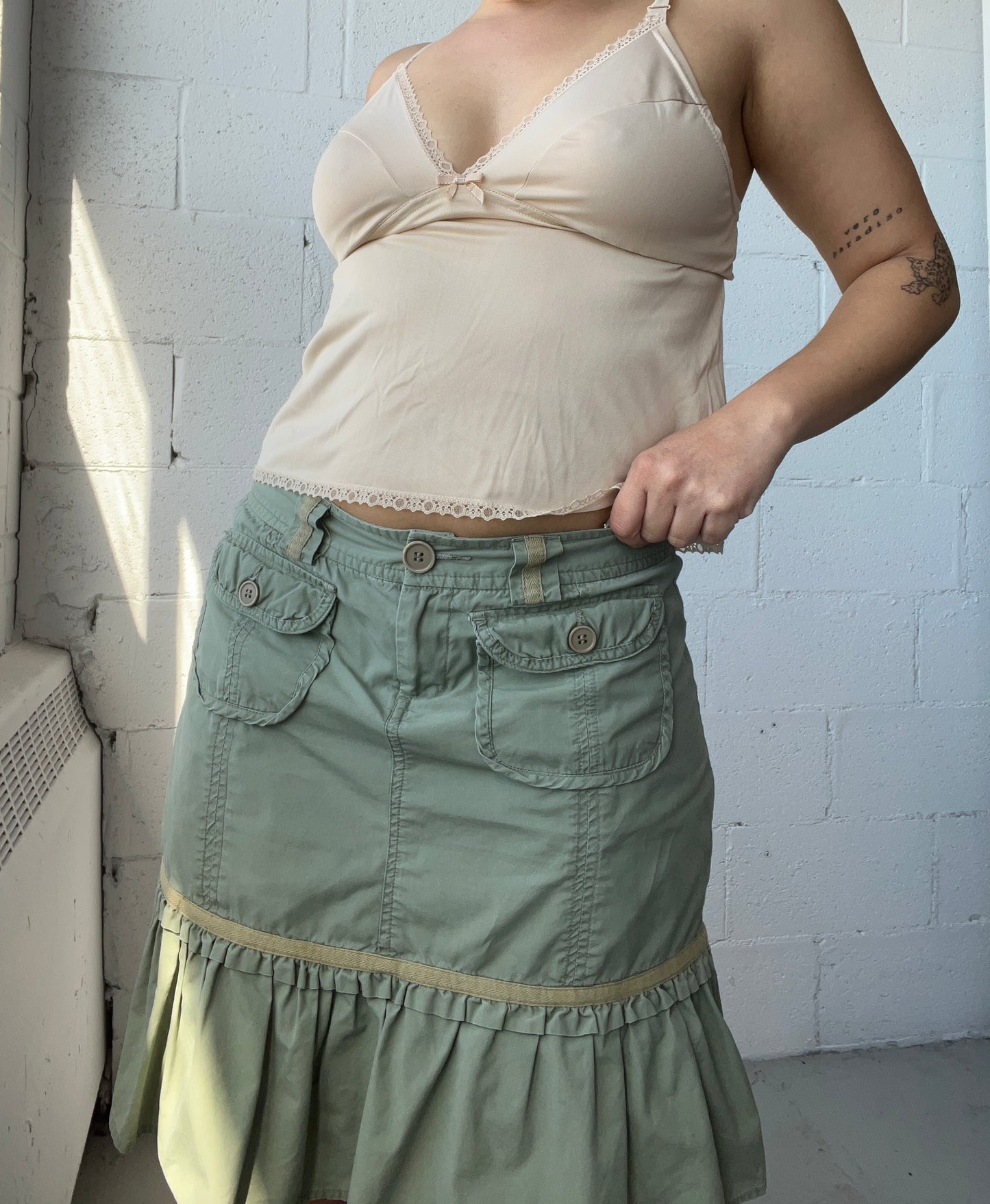 Midi Cargo Ruffle Skirt