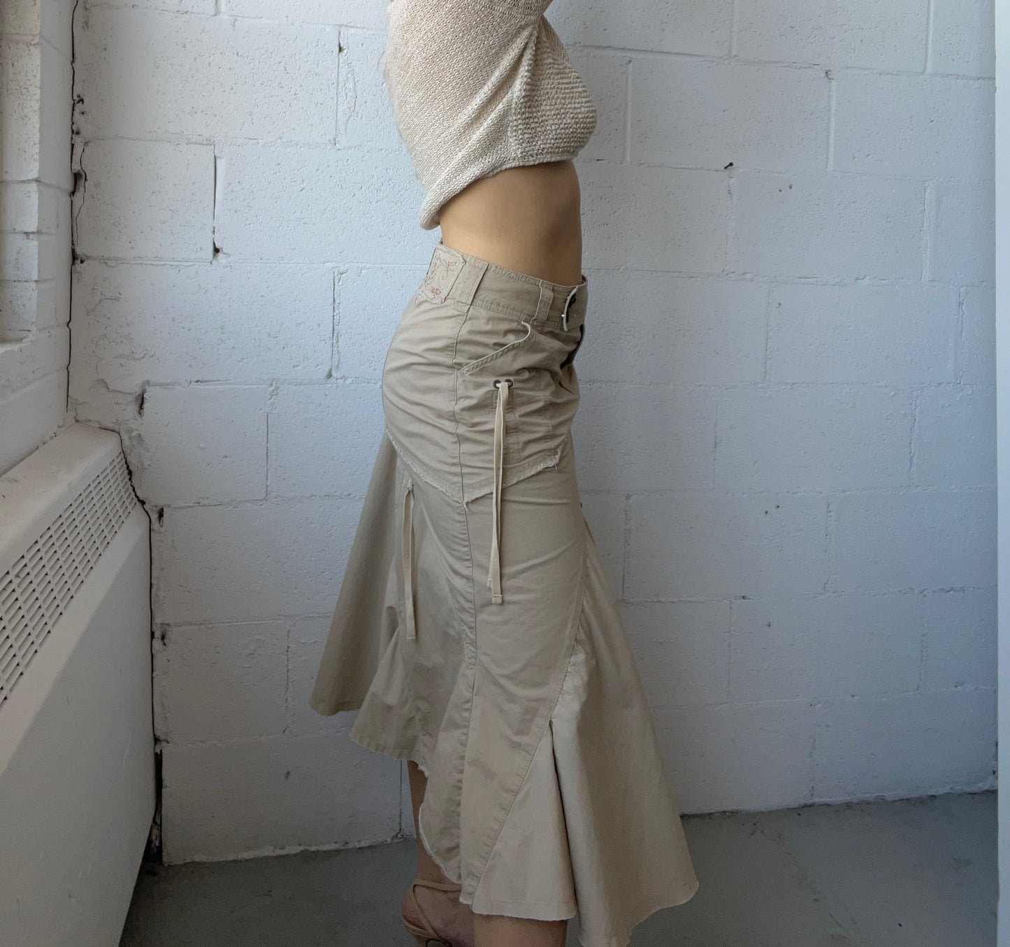 Asymmetric Midi Cargo Skirt