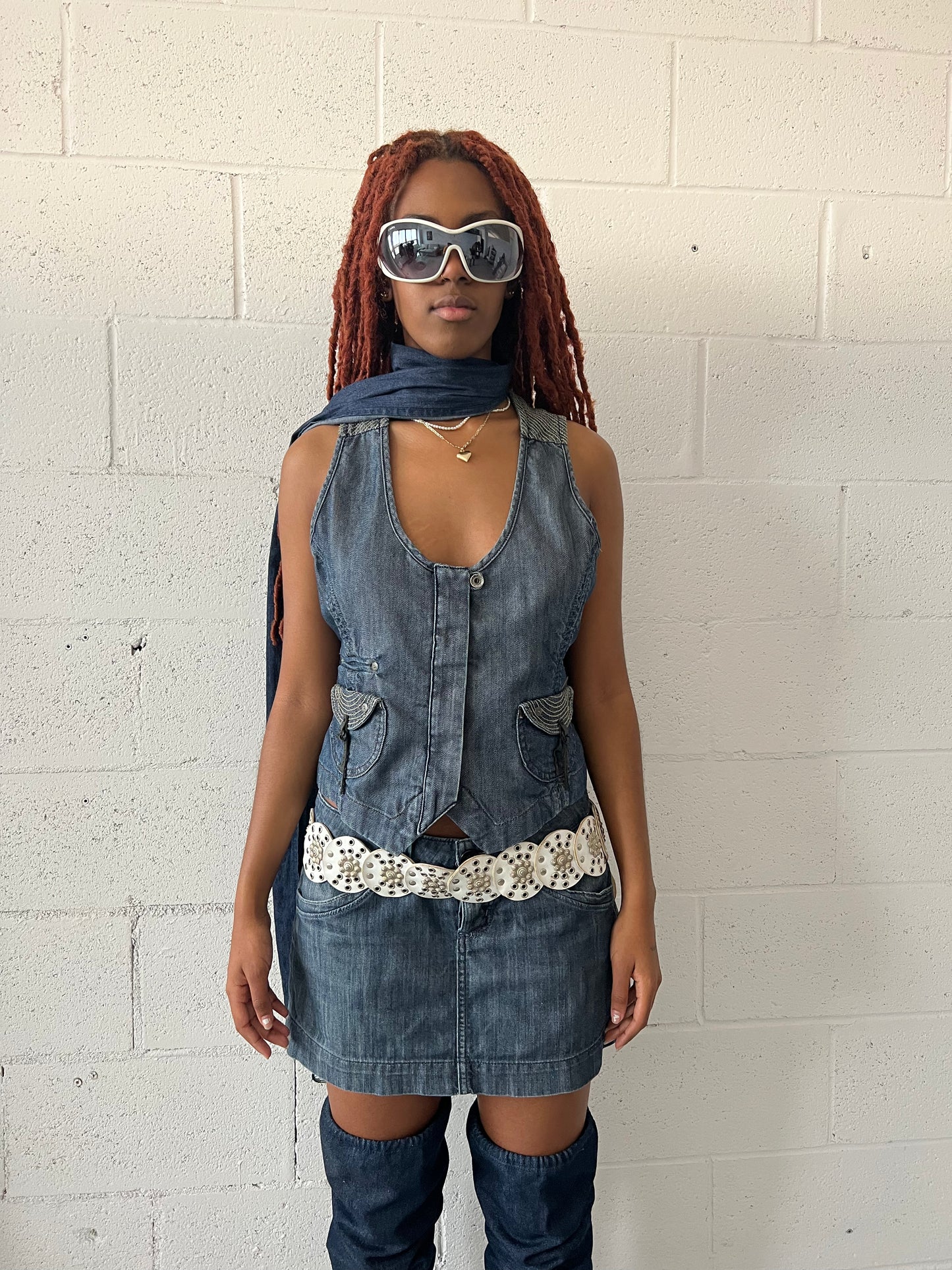 Denim Stitched Waist Coat