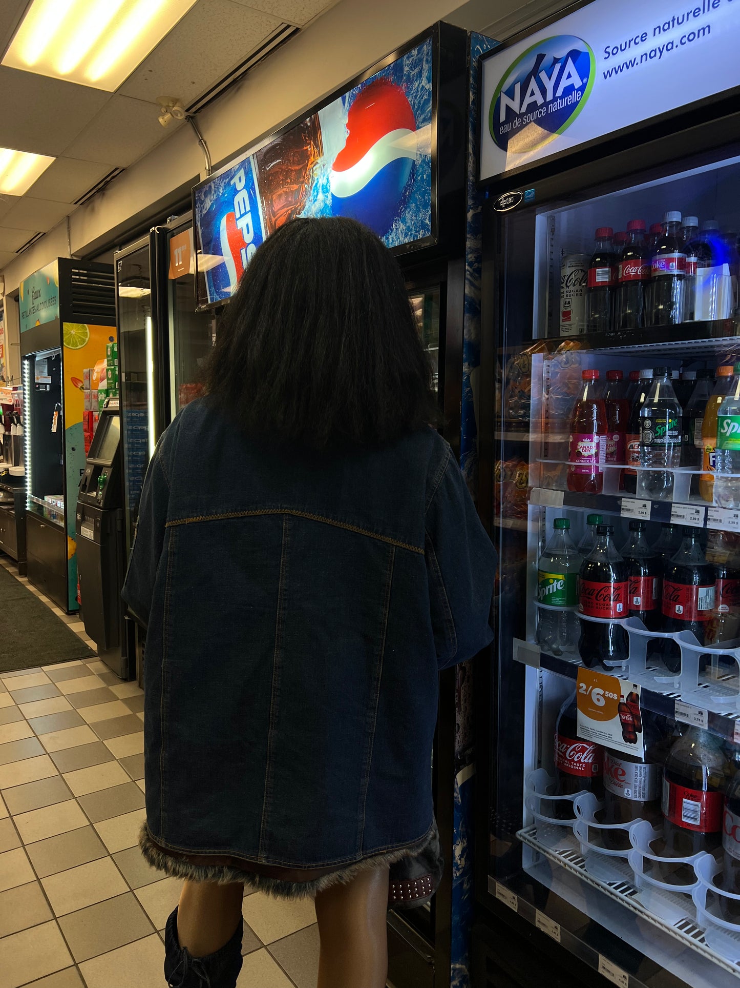 Faux Fur Lined Dark Denim Jacket