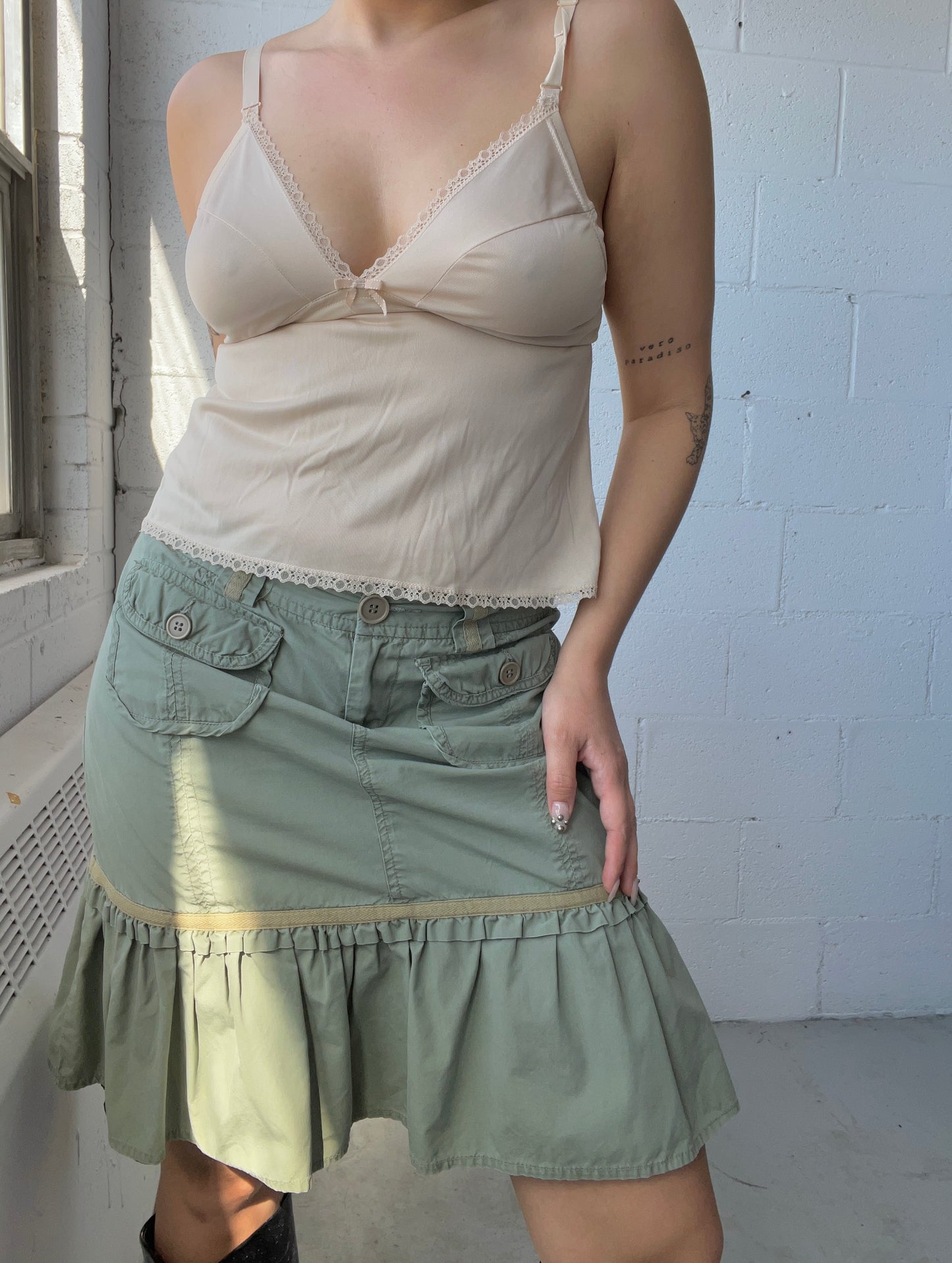 Midi Cargo Ruffle Skirt