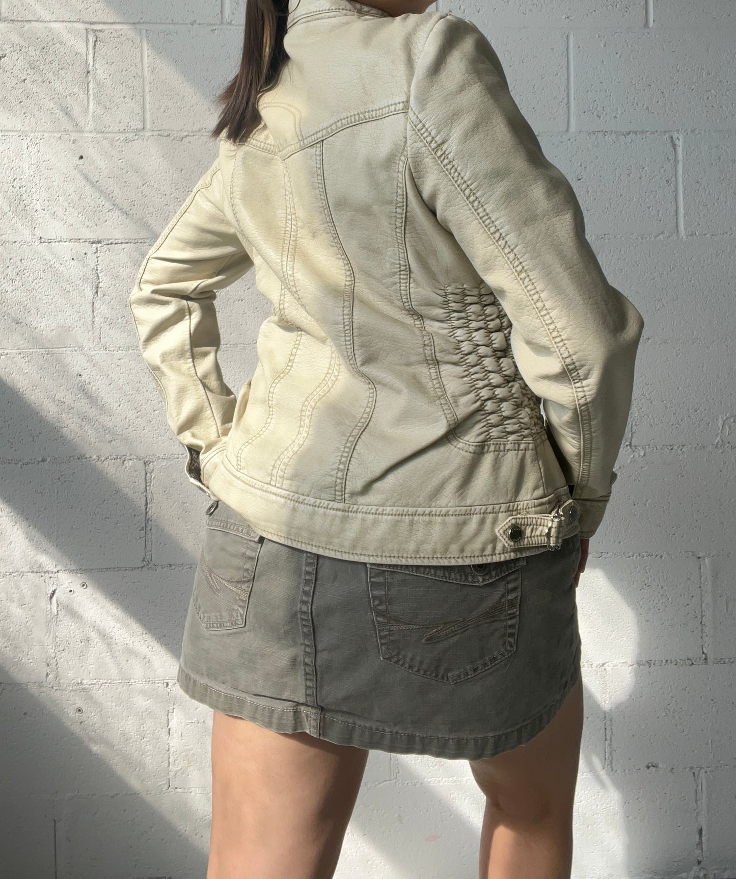 Ruched Faux Leather Jacket