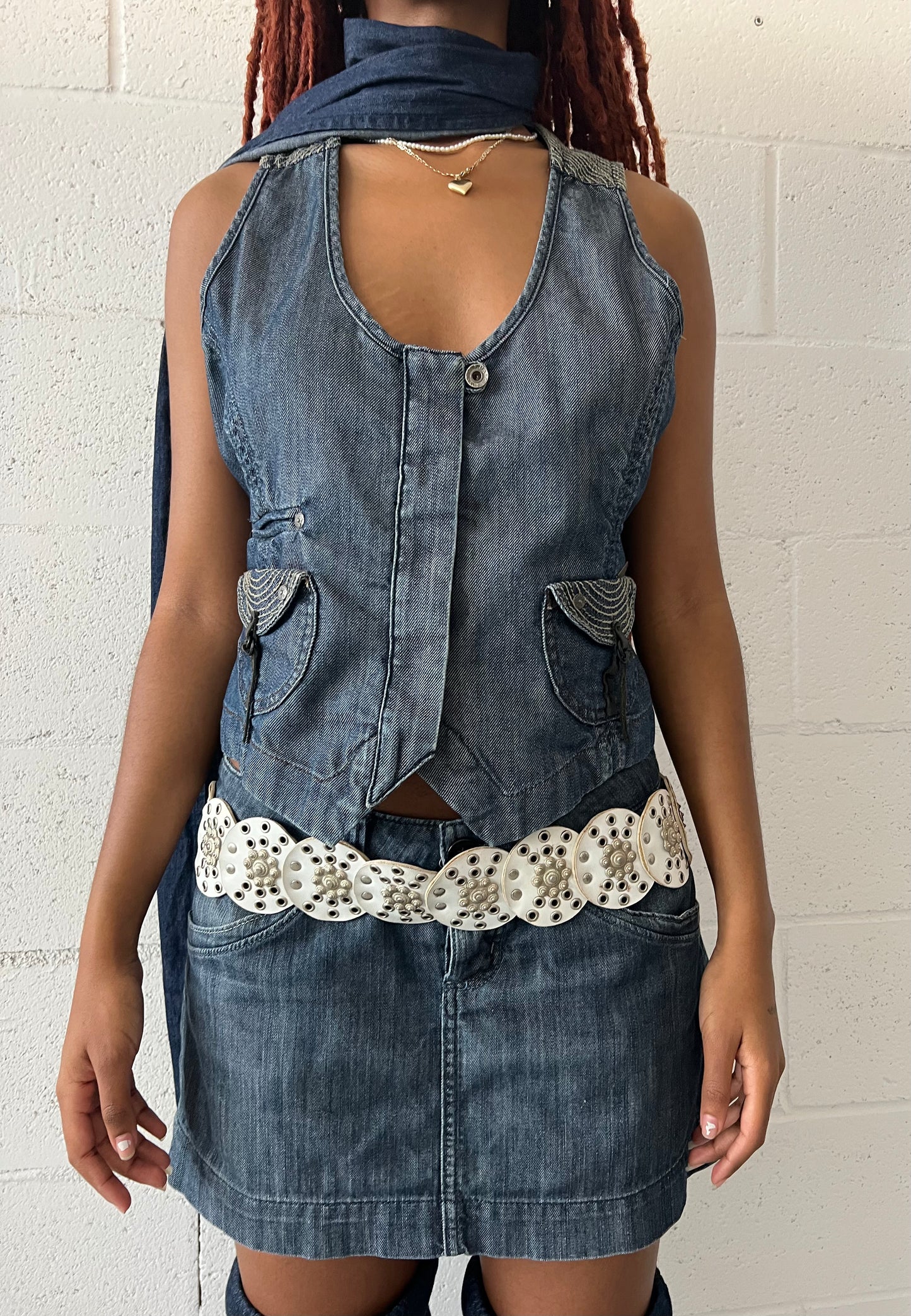 Denim Stitched Waist Coat