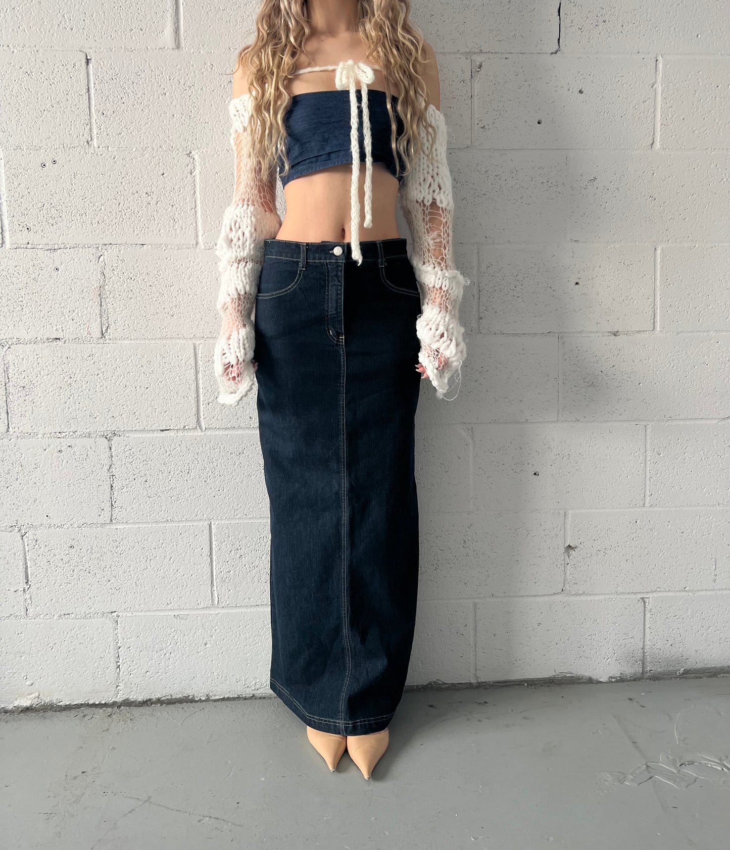 Dark Wash Denim Maxi Skirt
