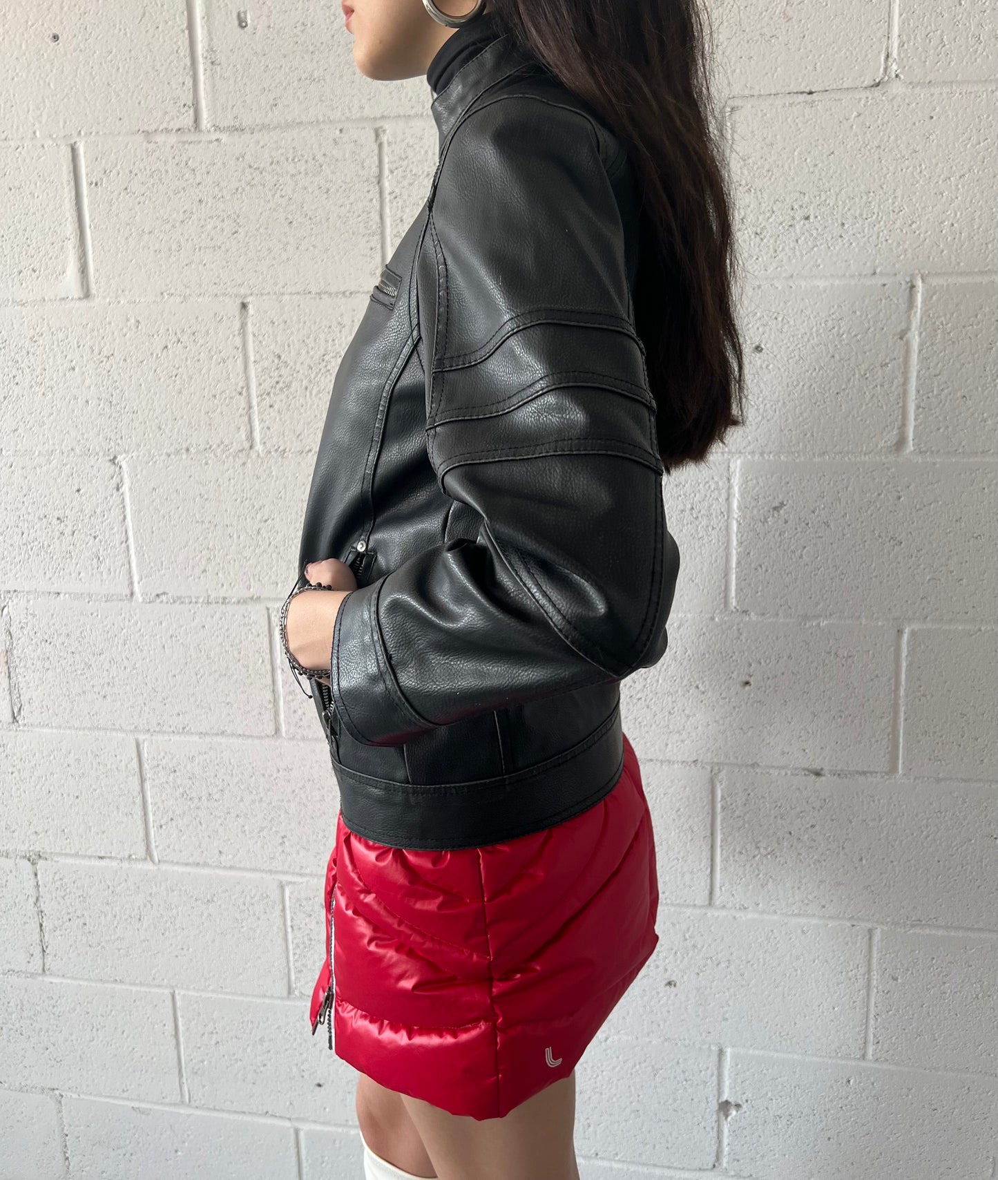 Nero Faux Leater Moto Jacket