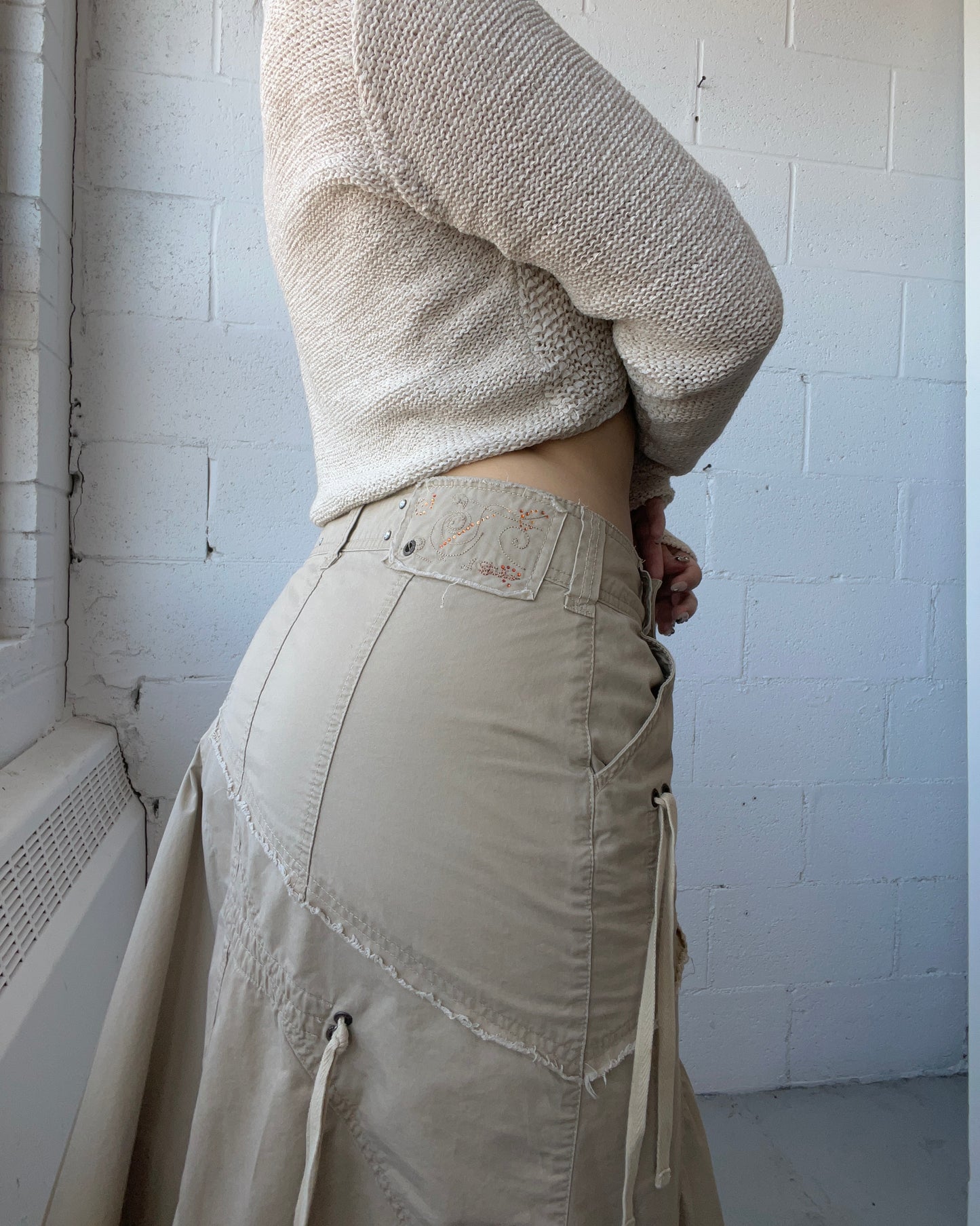 Asymmetric Midi Cargo Skirt