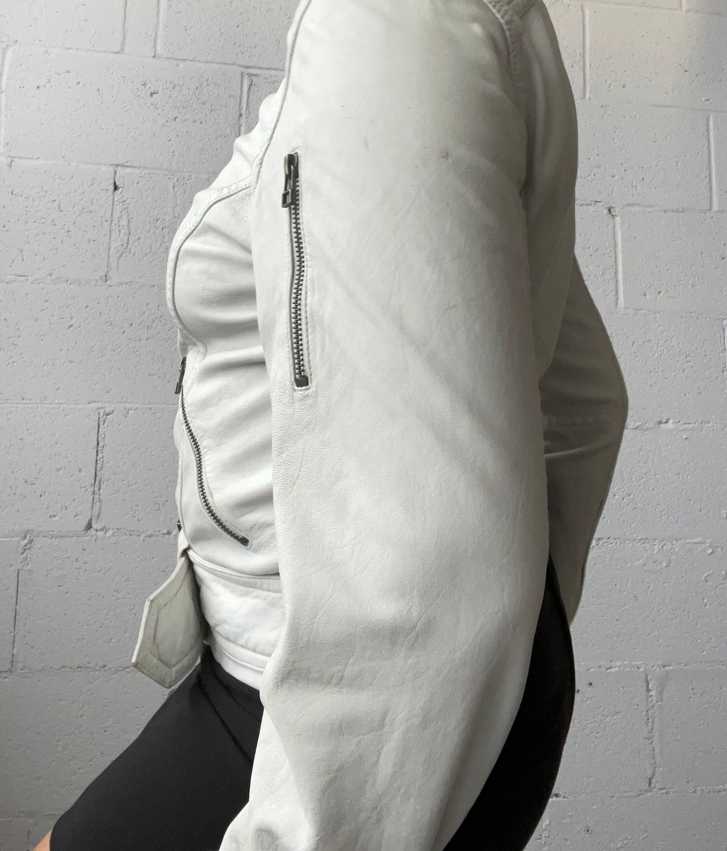 Faux Leather White Jacket