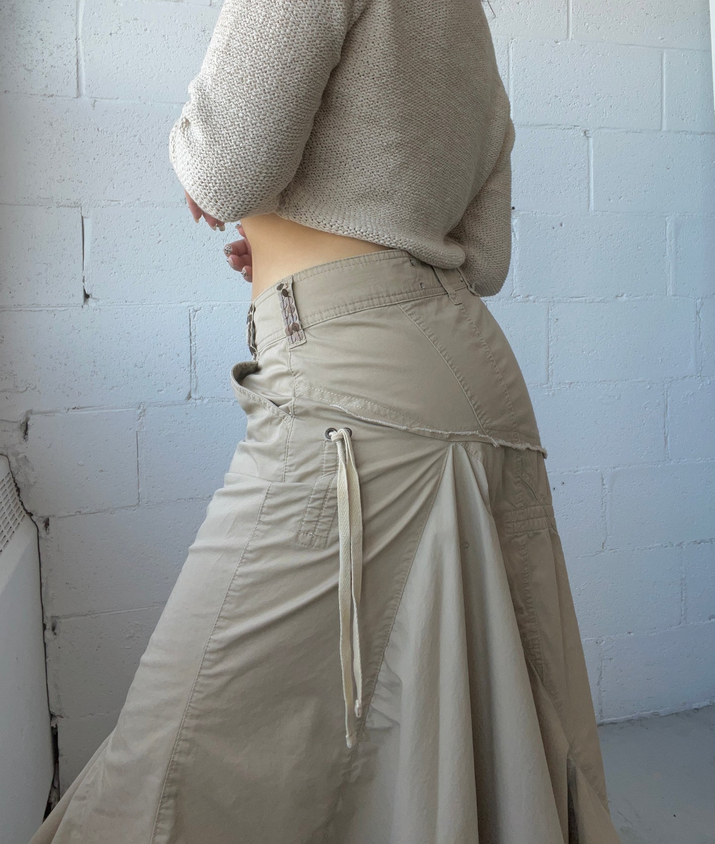 Asymmetric Midi Cargo Skirt