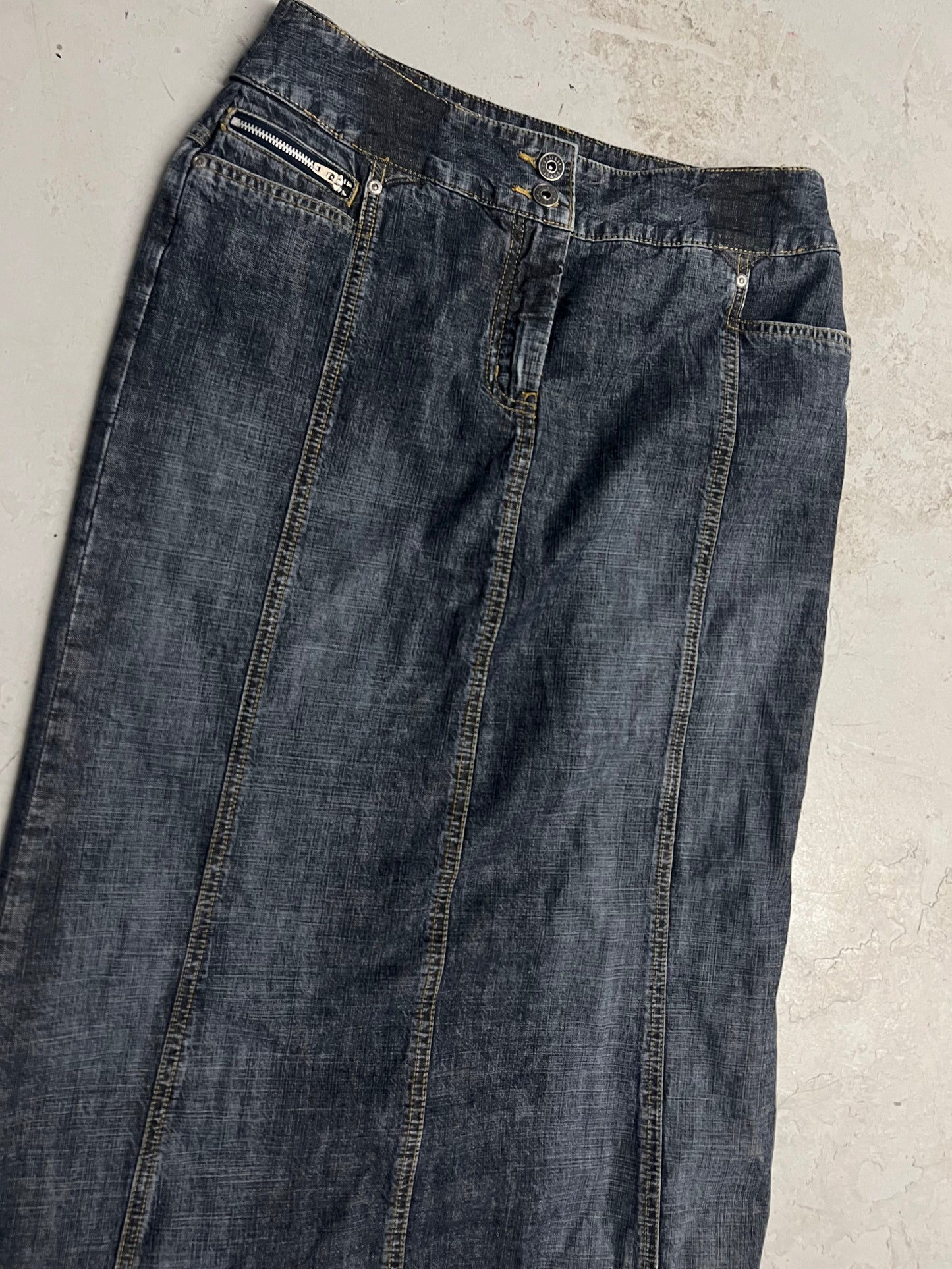 Denim Stitch Maxi Skirt