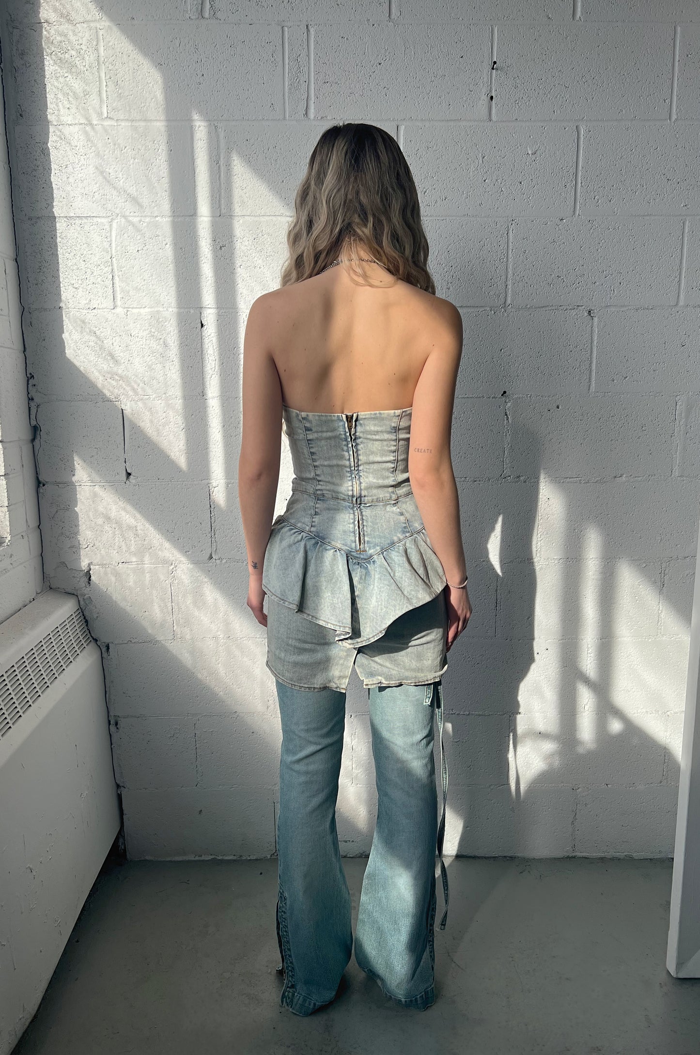 Blu Ruffle Denim Dress