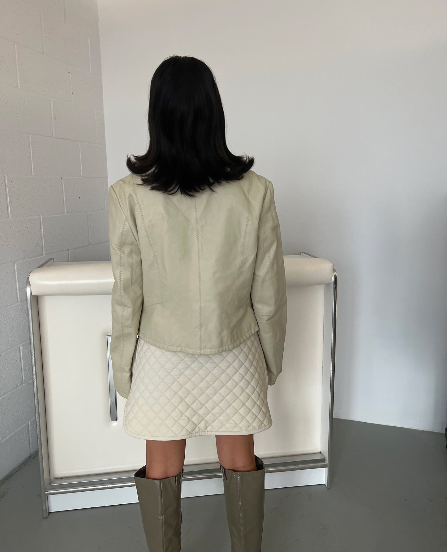 Quilted Crema Mini Skirt