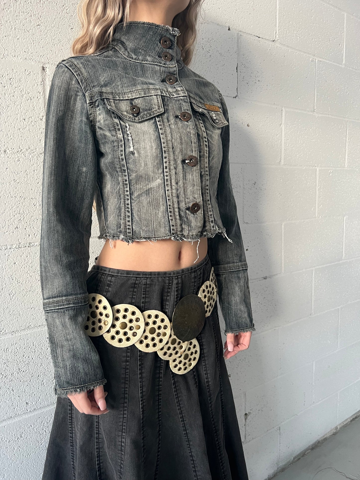 Distressed Denim Cropped Jacket
