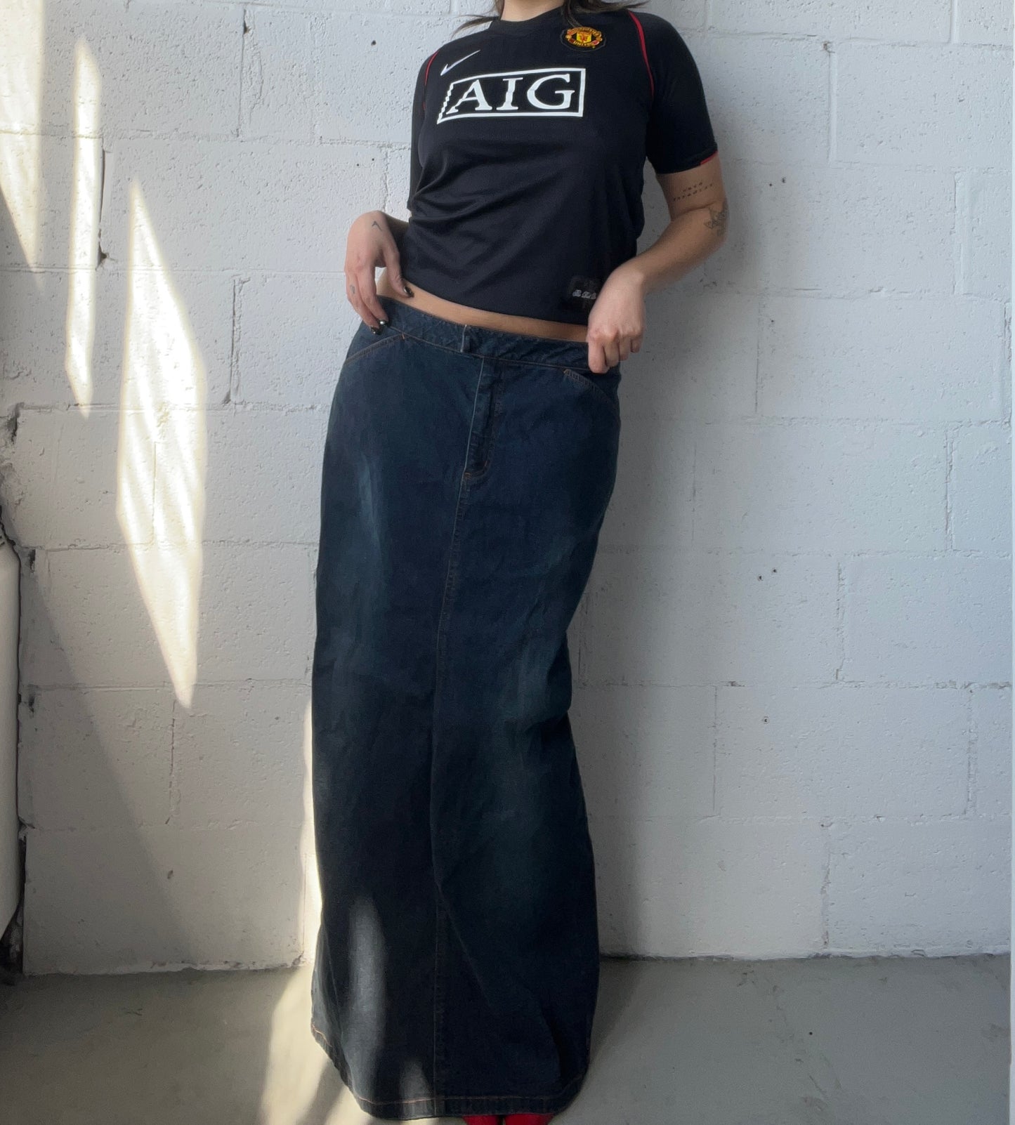 Dark Wash Denim Maxi Skirt Size L/13