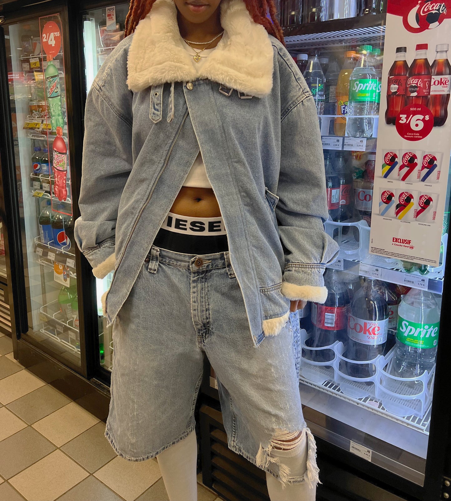 Faux Fur Lined Denim Jacket