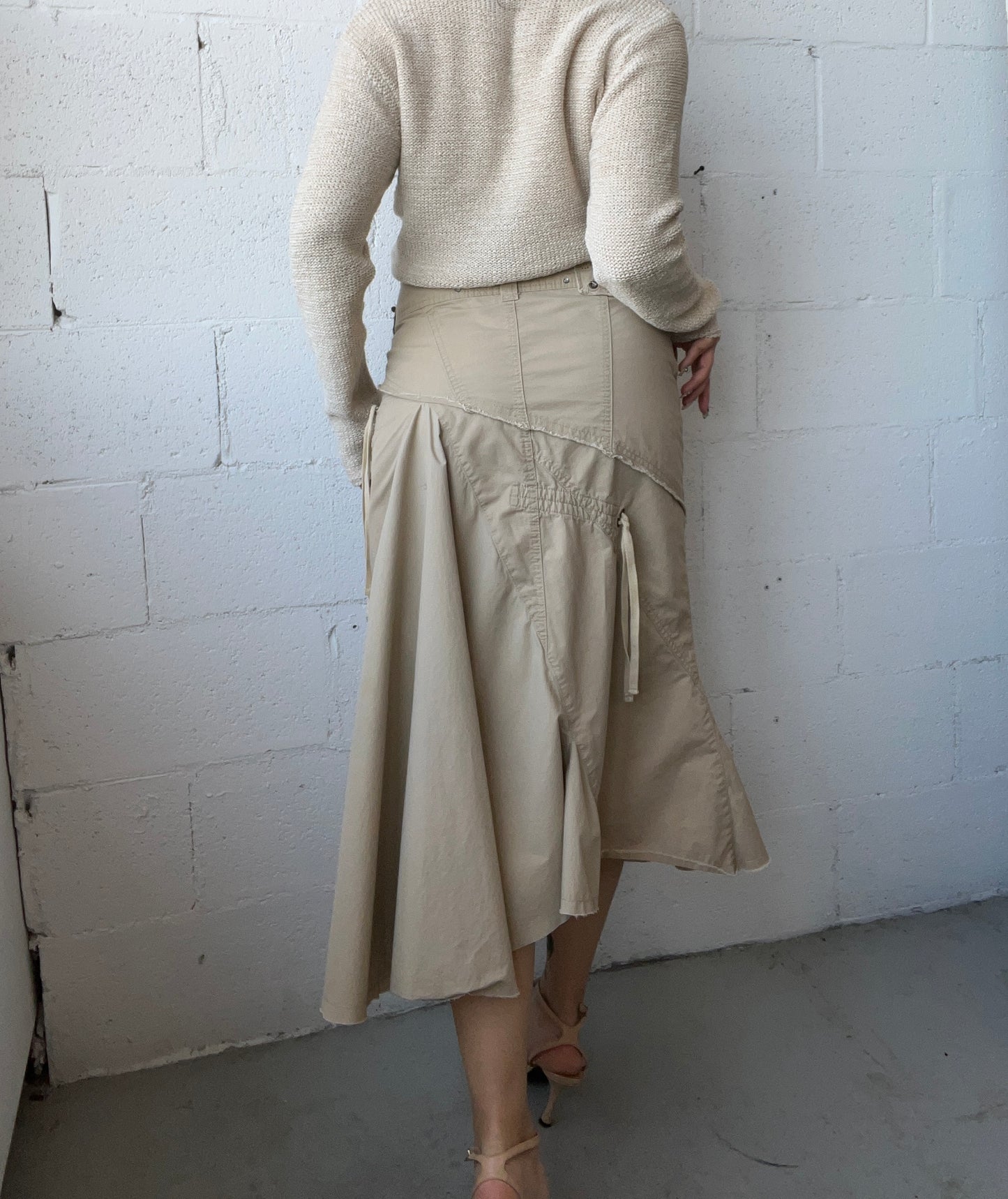 Asymmetric Midi Cargo Skirt