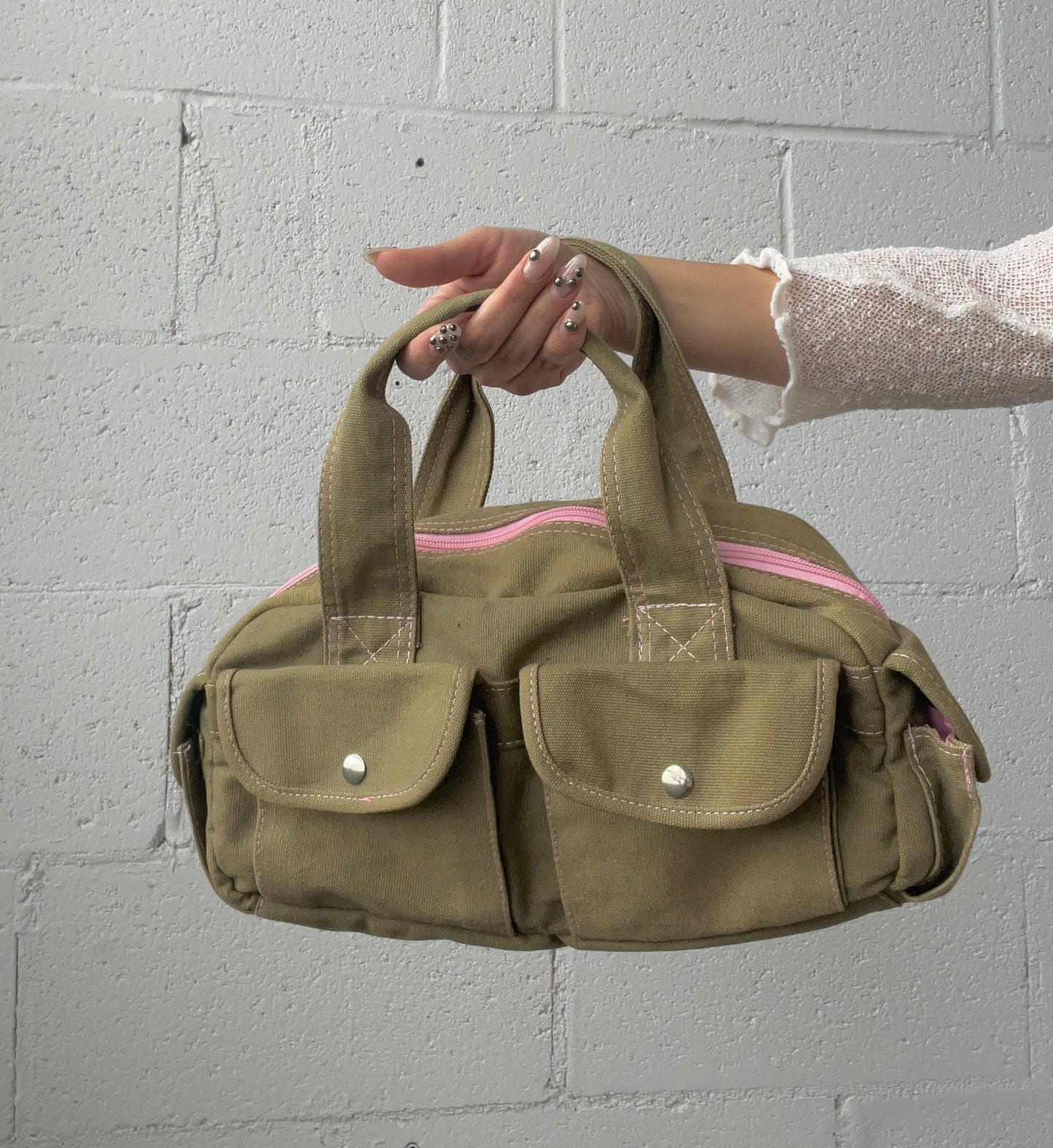 Khaki x Pink Cargo Purse