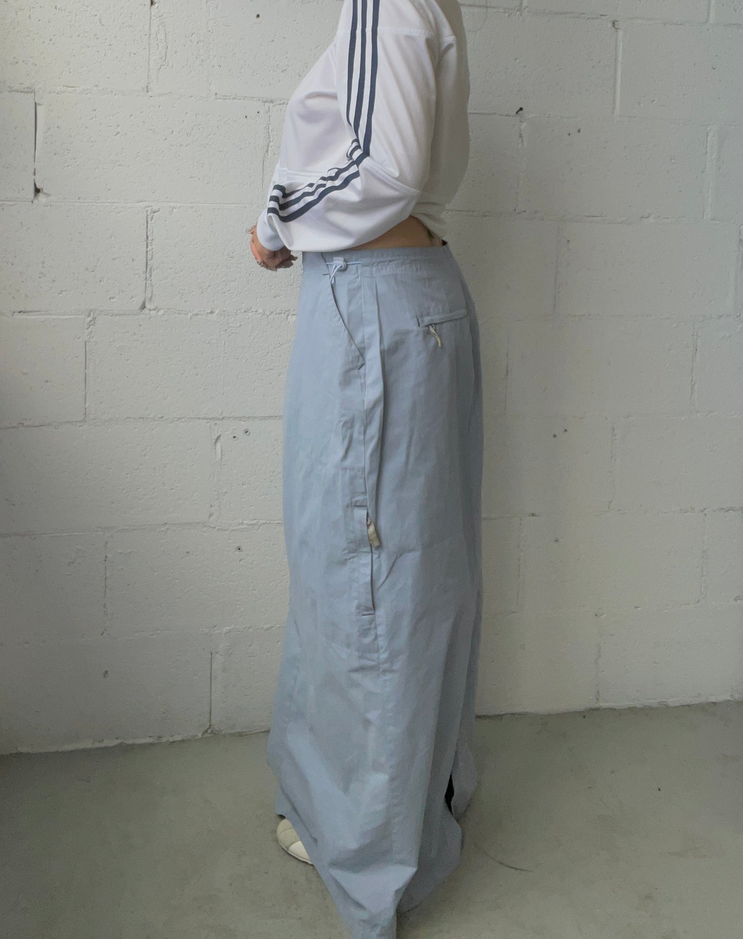 Super Soft Maxi Cargo Skirt in Powder Blue Size L