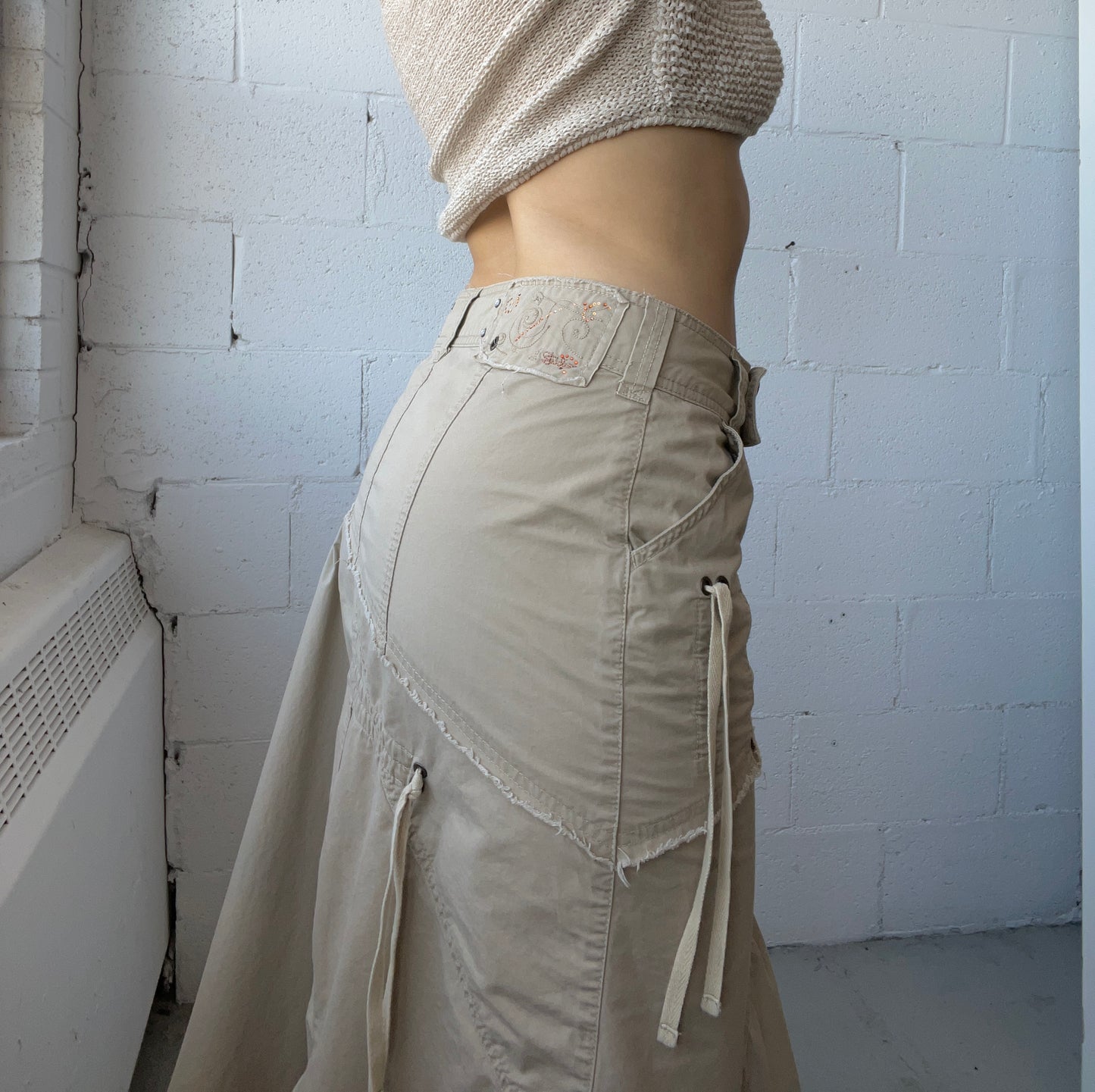 Asymmetric Midi Cargo Skirt