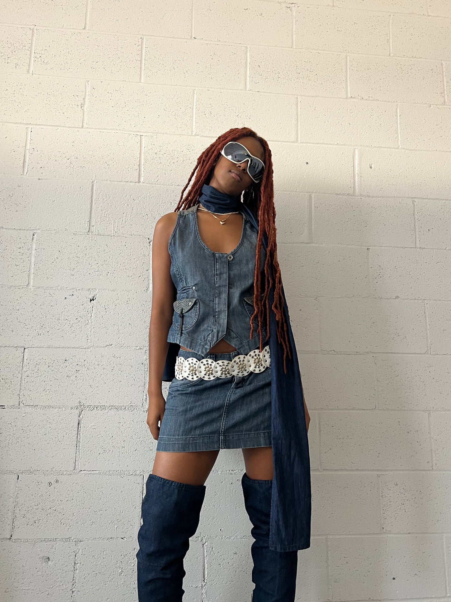 Denim Stitched Waist Coat