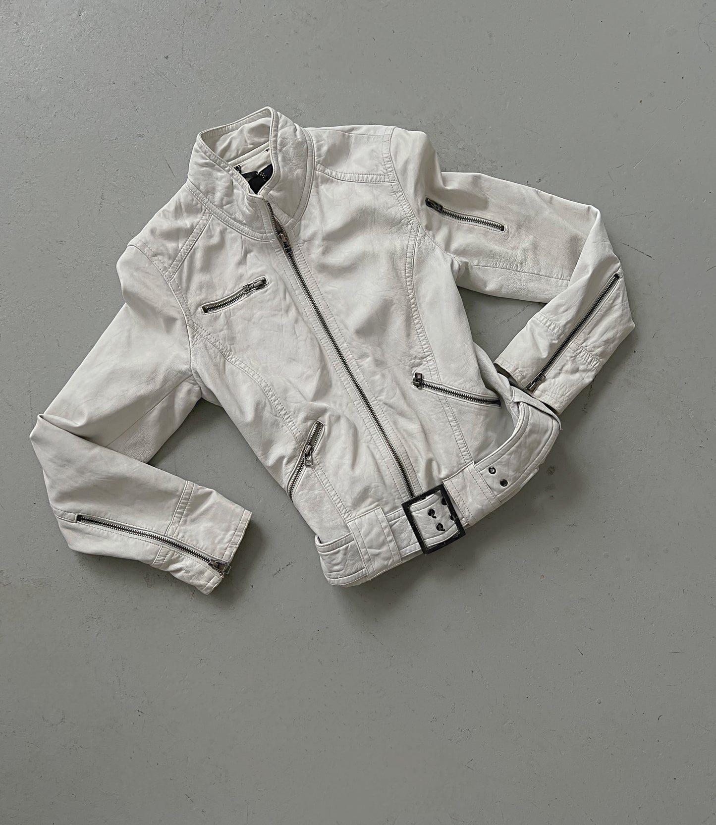 Faux Leather White Jacket