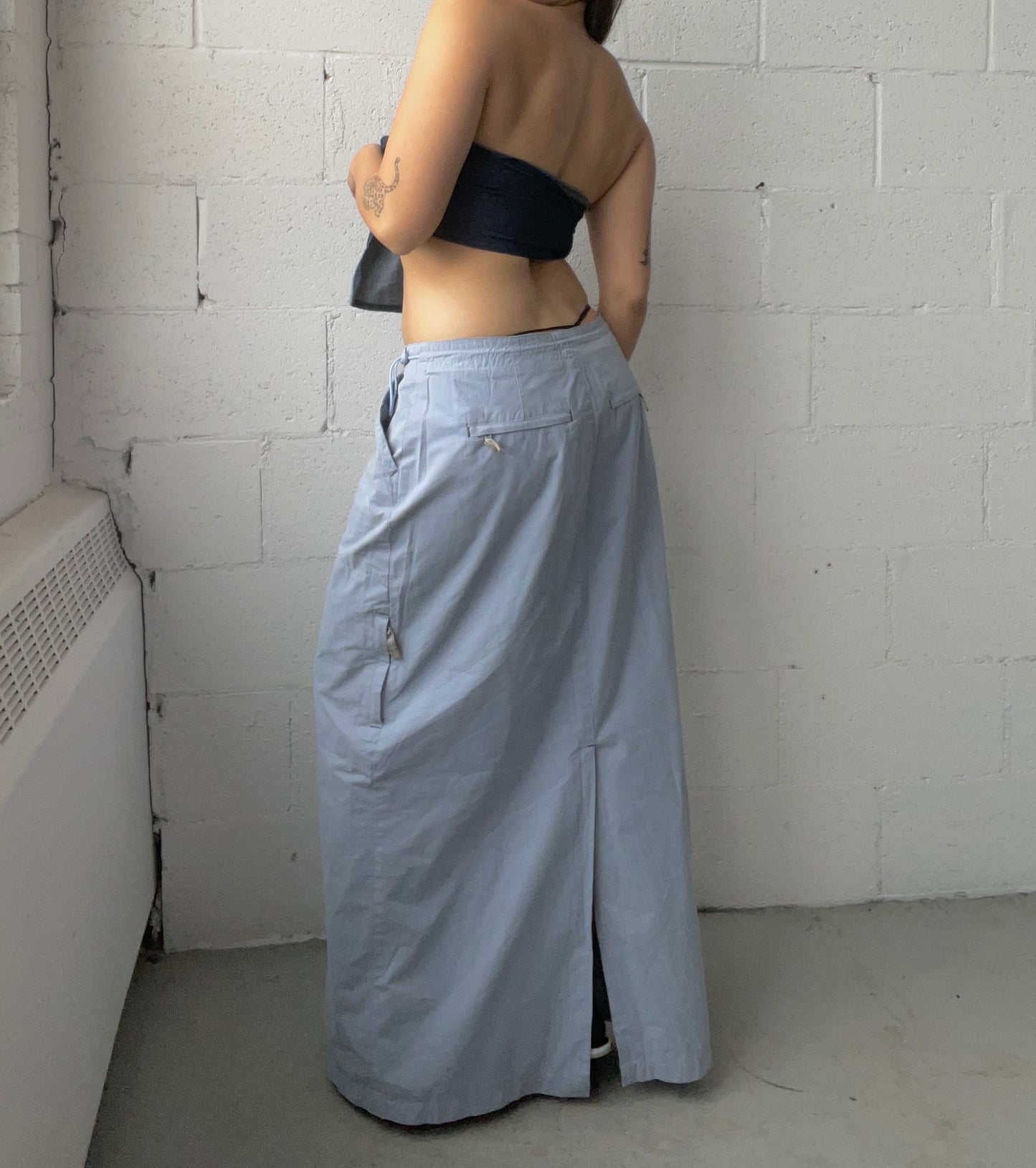Super Soft Maxi Cargo Skirt in Powder Blue Size L
