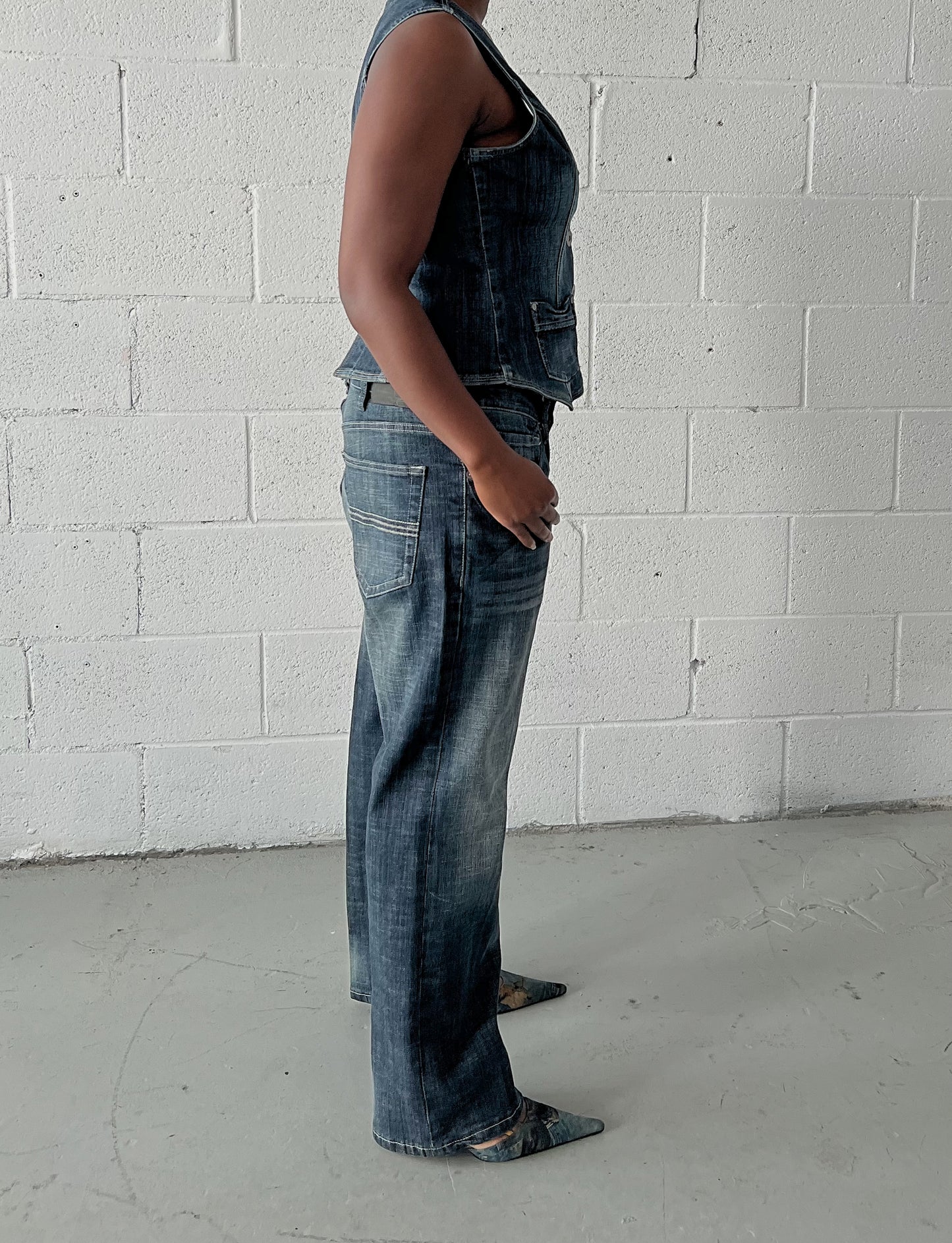 Faded Wash Low Rise Jeans