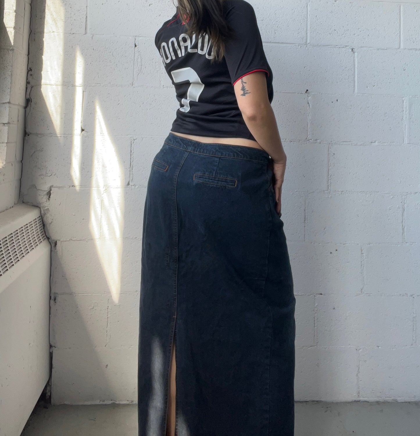 Dark Wash Denim Maxi Skirt Size L/13