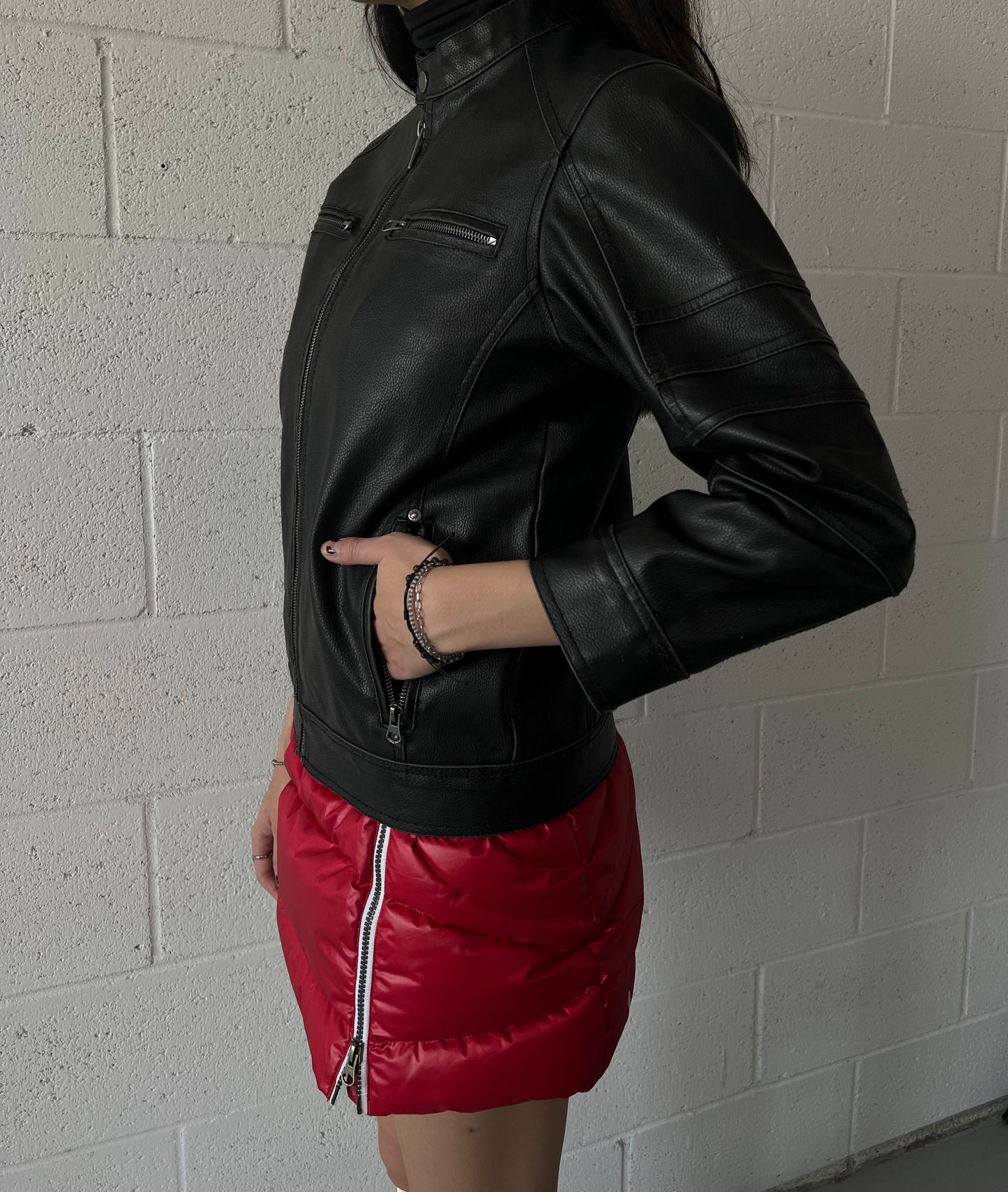 Nero Faux Leater Moto Jacket