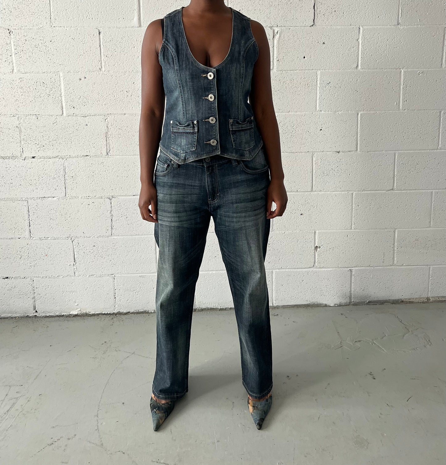 Faded Wash Low Rise Jeans