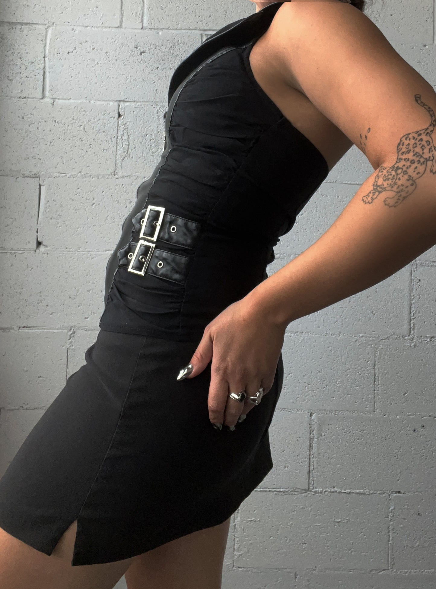 Faux Leather Zip Halter