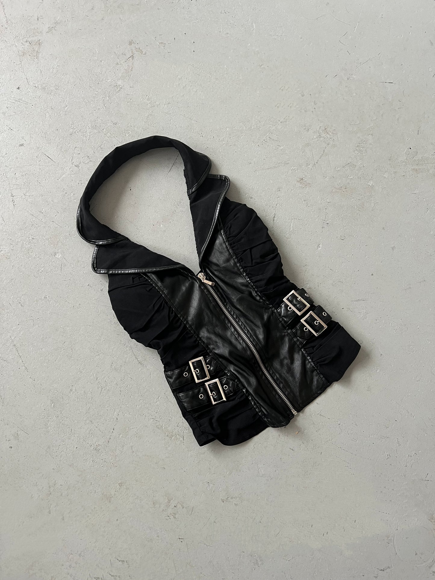 Faux Leather Zip Halter