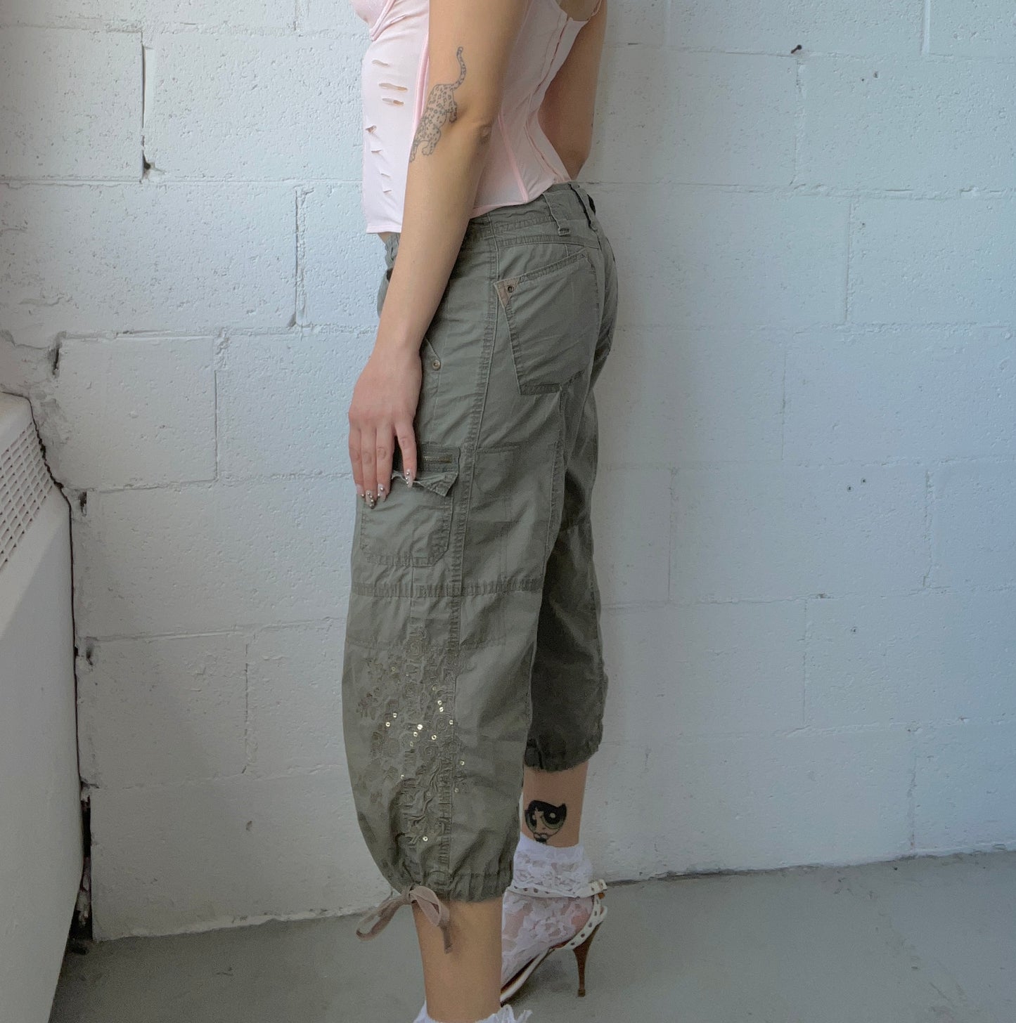Embroidered Cargo Capri’s