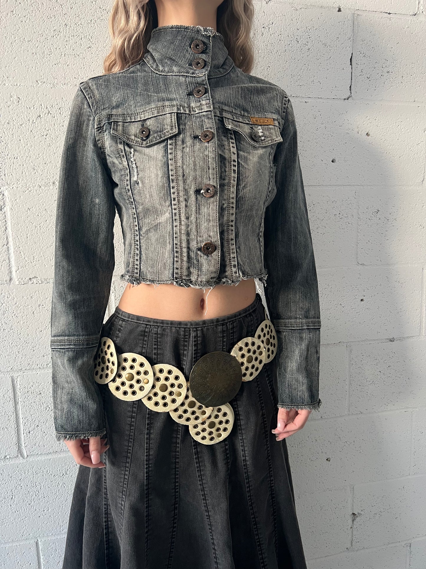Distressed Denim Cropped Jacket