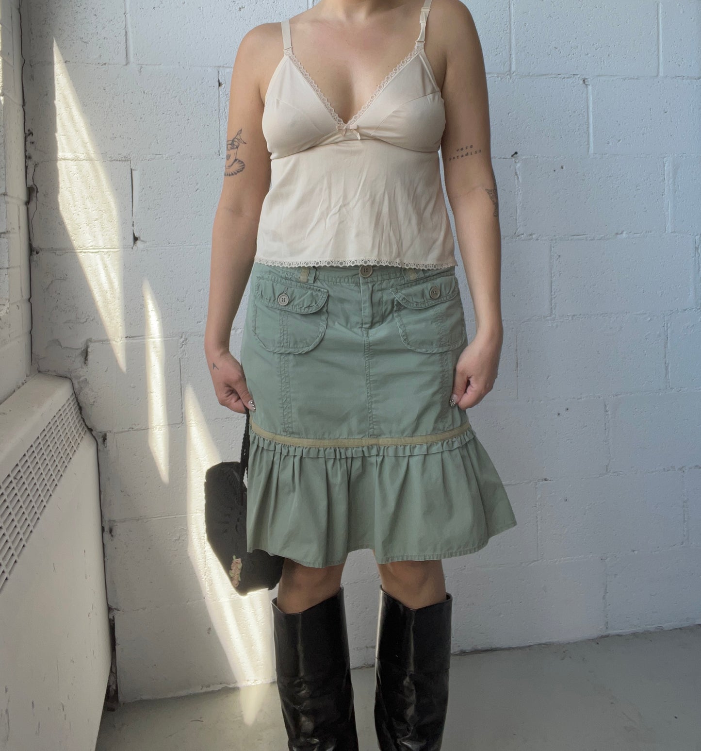 Midi Cargo Ruffle Skirt