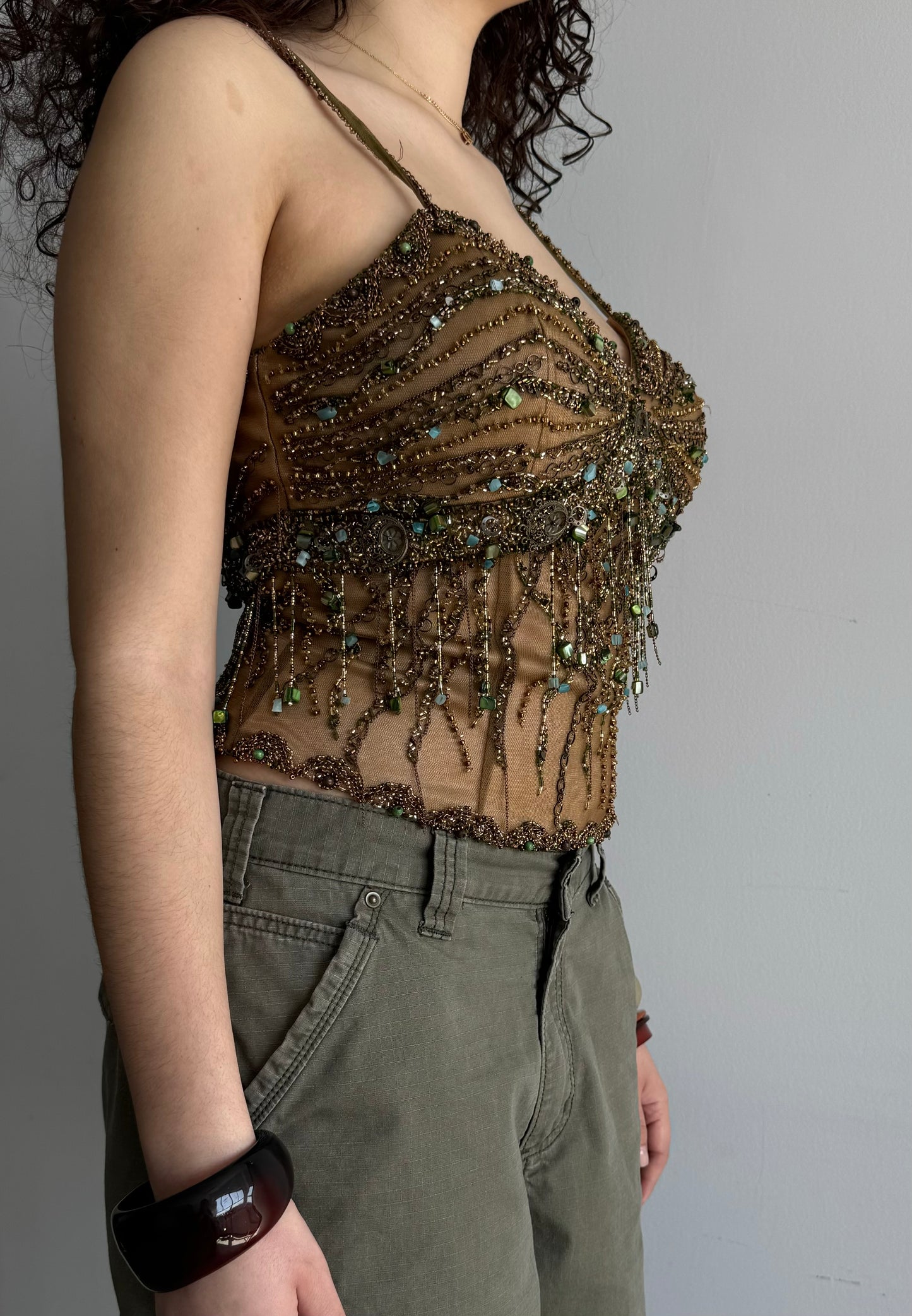 Beaded Silk Corset Top