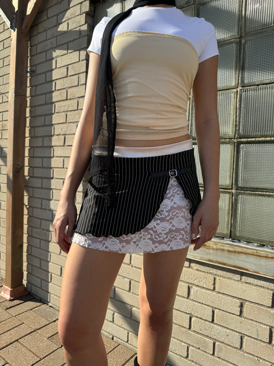 Striped Lace Mini Skirt