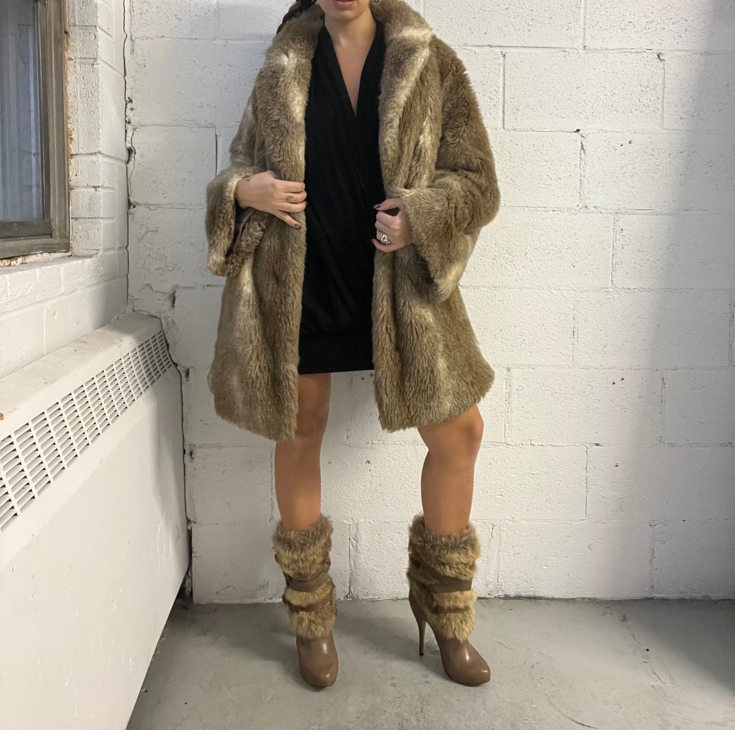 Beige Faux Fur Jacket