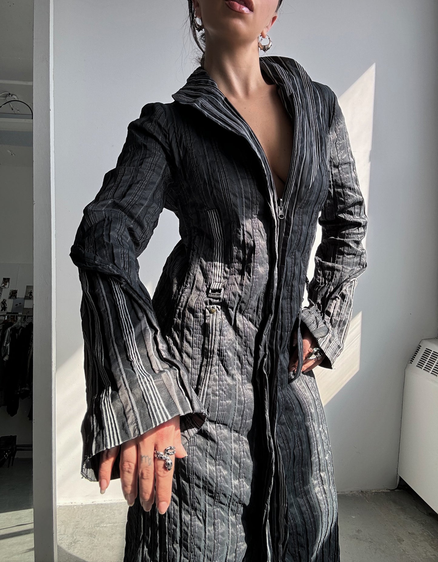 Double Zip Striped Jacket/Dress